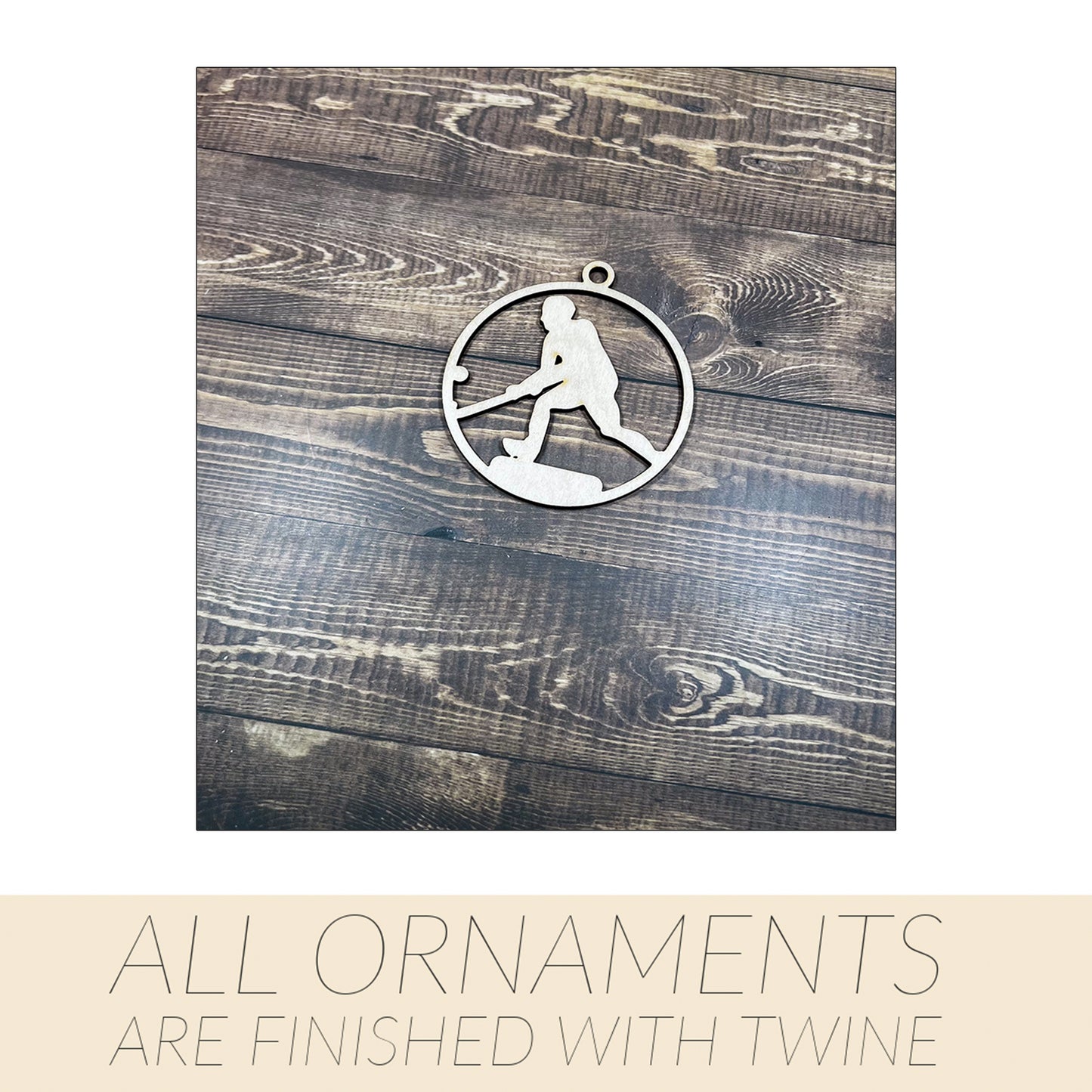 Field Hockey Ornament, Wooden Sports Ornament, Sports Ornament, Engraved Ornament, Laser Engraved Wood Ornament