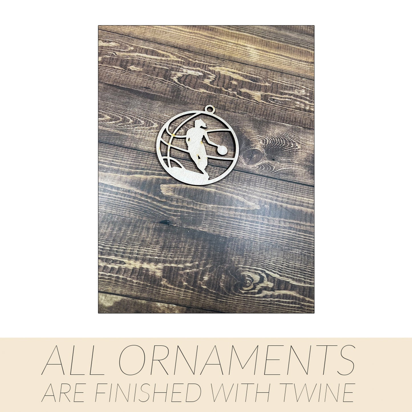 Basketball Ornament, Wooden Sports Ornament, Sports Ornament, Engraved Ornament, Laser Engraved Wood Ornament
