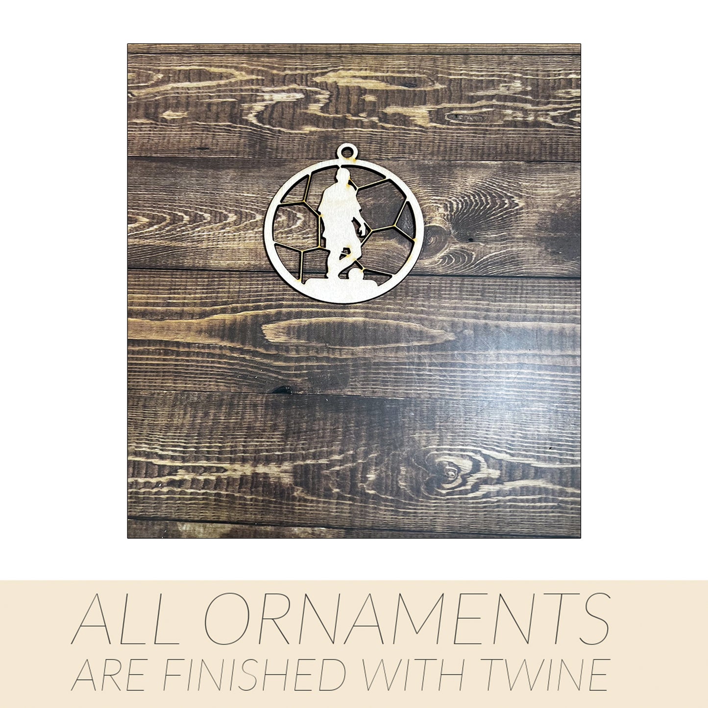 Soccer Ornament, Wooden Sports Ornament, Sports Ornament, Engraved Ornament, Laser Engraved Wood Ornament
