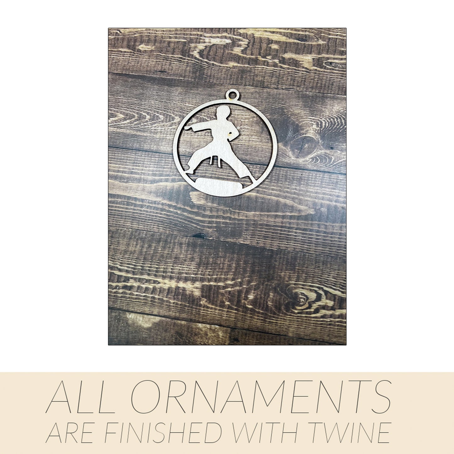 Karate Ornament, Wooden Sports Ornament, Sports Ornament, Engraved Ornament, Laser Engraved Wood Ornament