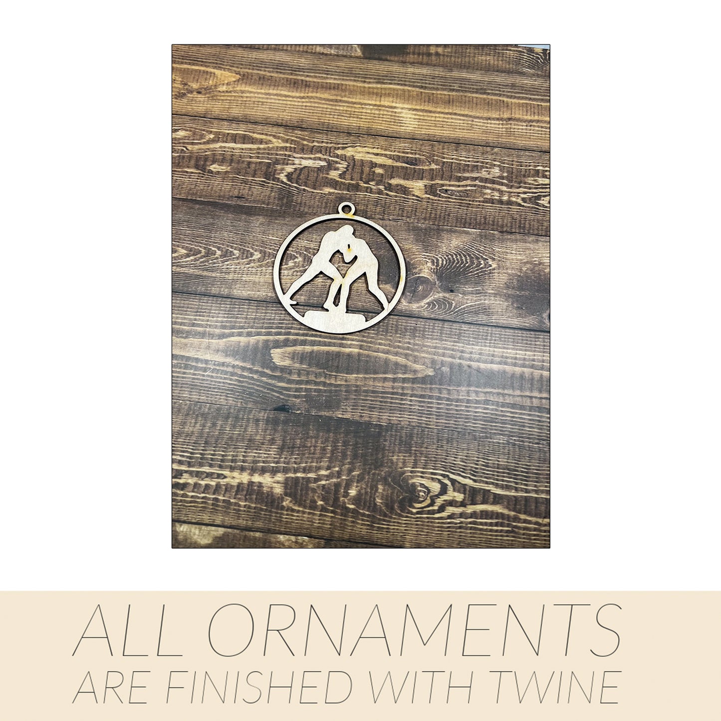 Wrestling Ornament, Wooden Sports Ornament, Sports Ornament, Engraved Ornament, Laser Engraved Wood Ornament