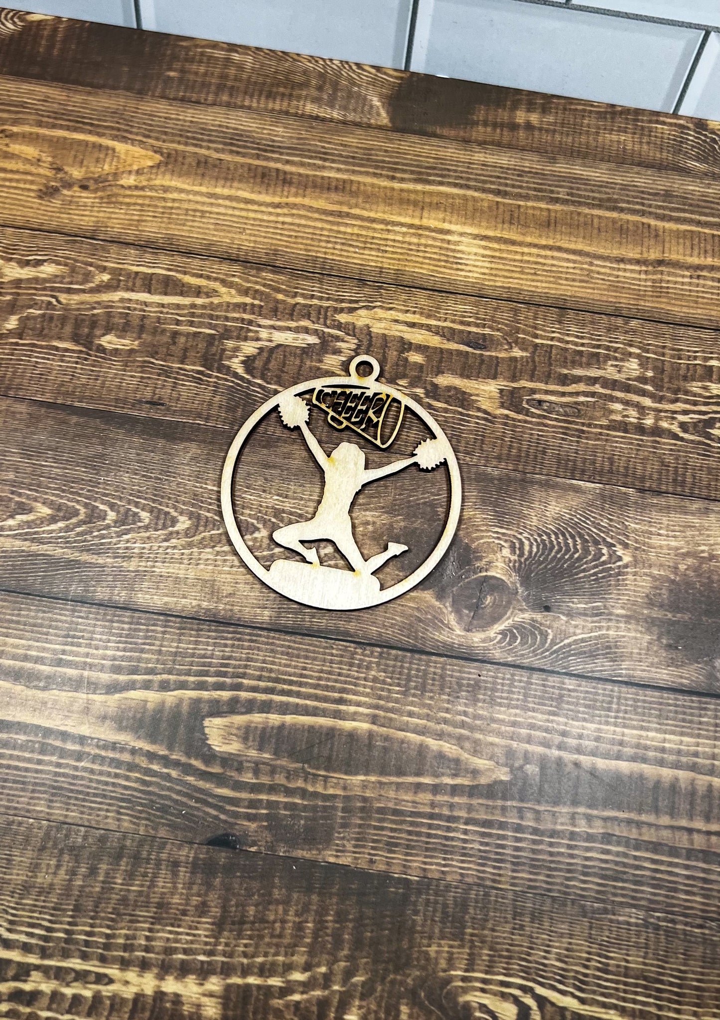 Cheer Wooden Sports Ornament, Sports Ornament, Engraved Ornament, Laser Engraved Wood Ornament