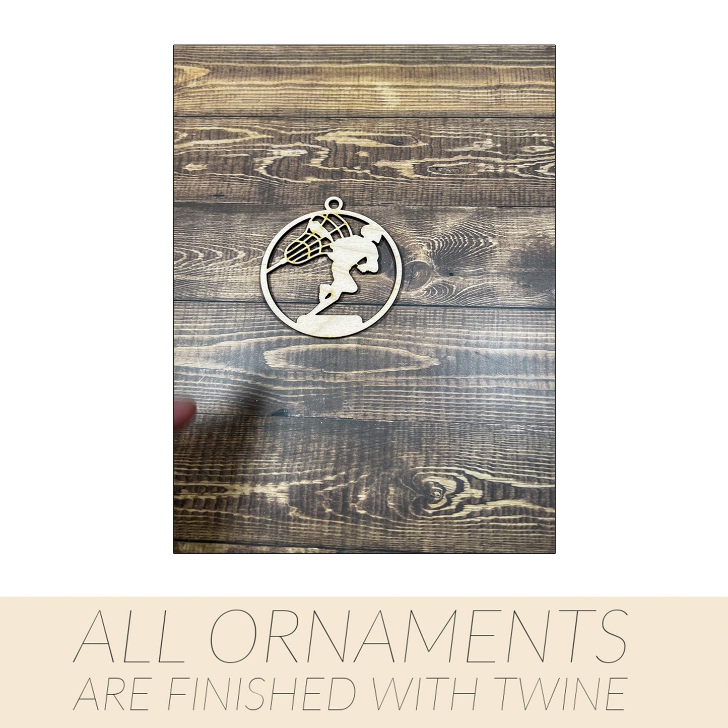 Lacrosse Ornament, Wooden Sports Ornament, Sports Ornament, Engraved Ornament, Laser Engraved Wood Ornament