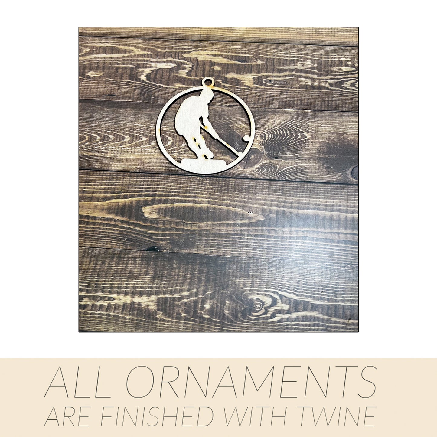 Hockey Ornament, Wooden Sports Ornament, Sports Ornament, Engraved Ornament, Laser Engraved Wood Ornament