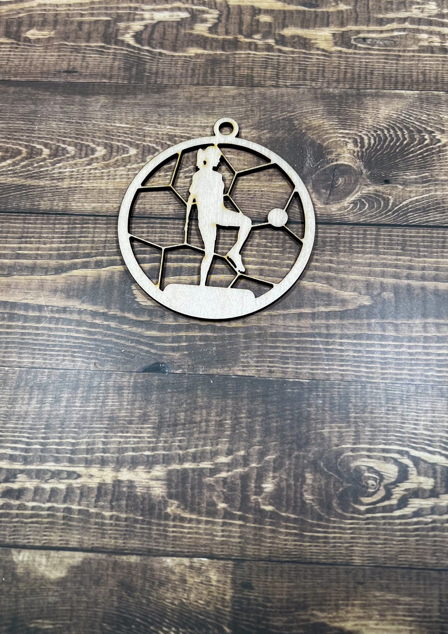 Soccer Wooden Sports Ornament, Sports Ornament, Engraved Ornament, Laser Engraved Wood Ornament