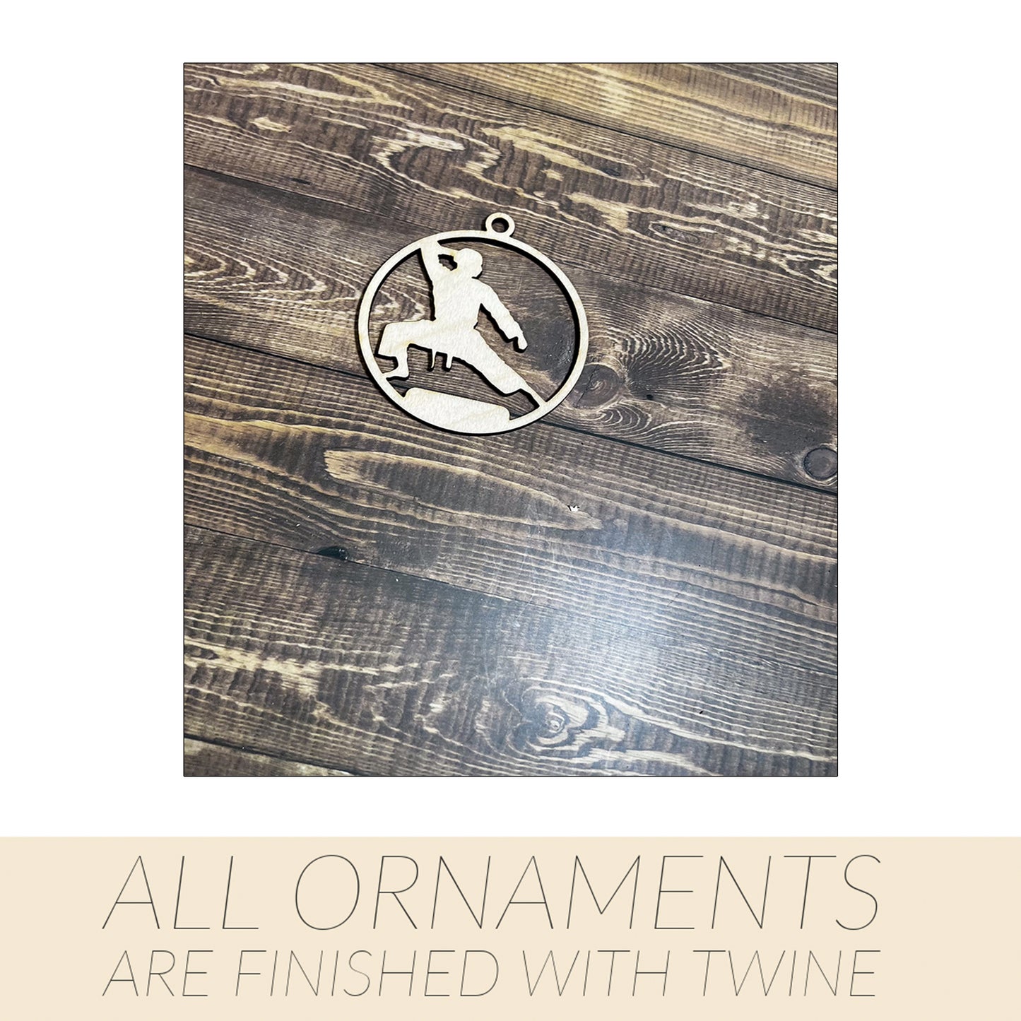 Karate Ornament, Wooden Sports Ornament, Sports Ornament, Engraved Ornament, Laser Engraved Wood Ornament