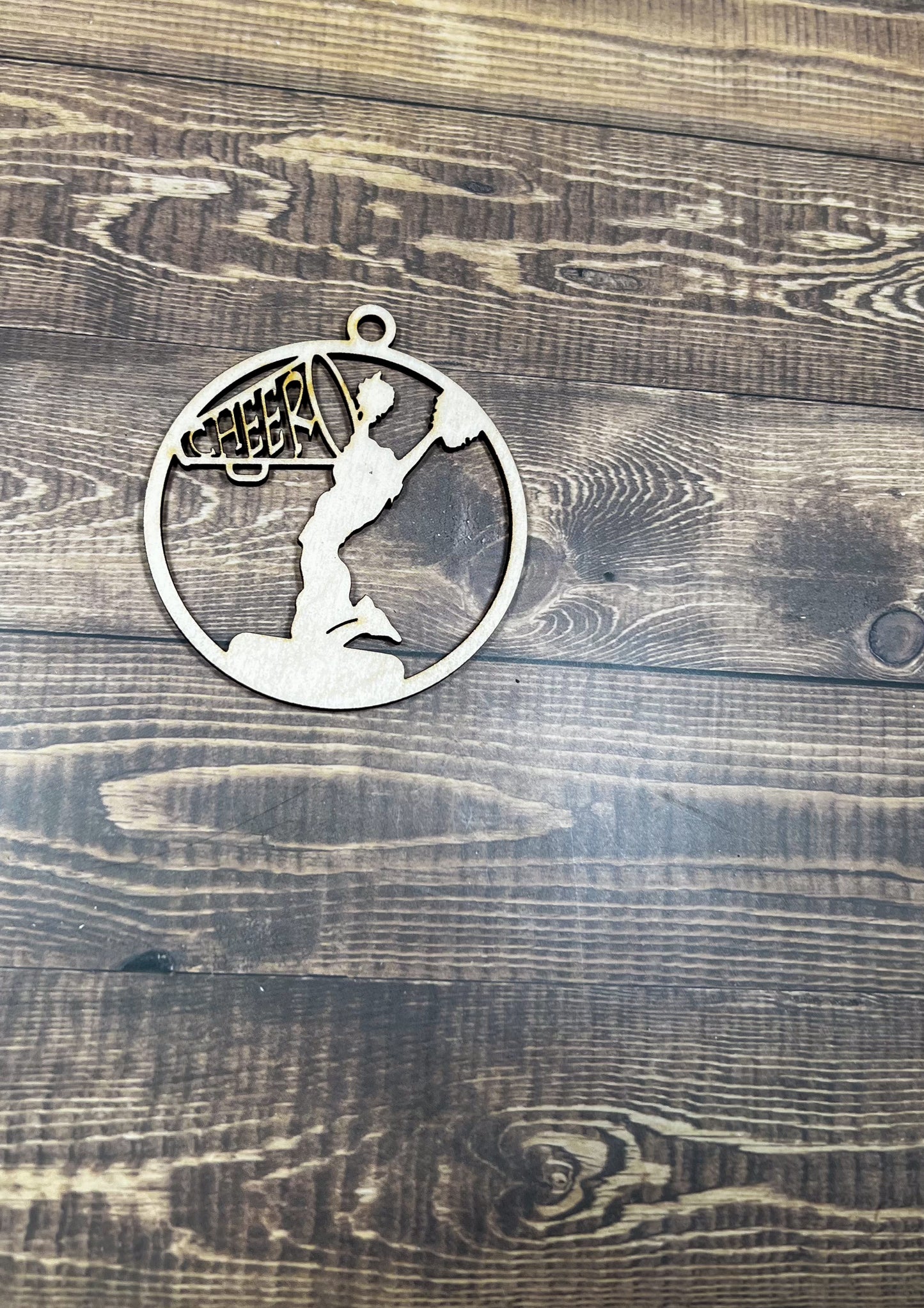 Cheer Ornament, Wooden Sports Ornament, Sports Ornament, Engraved Ornament, Laser Engraved Wood Ornament