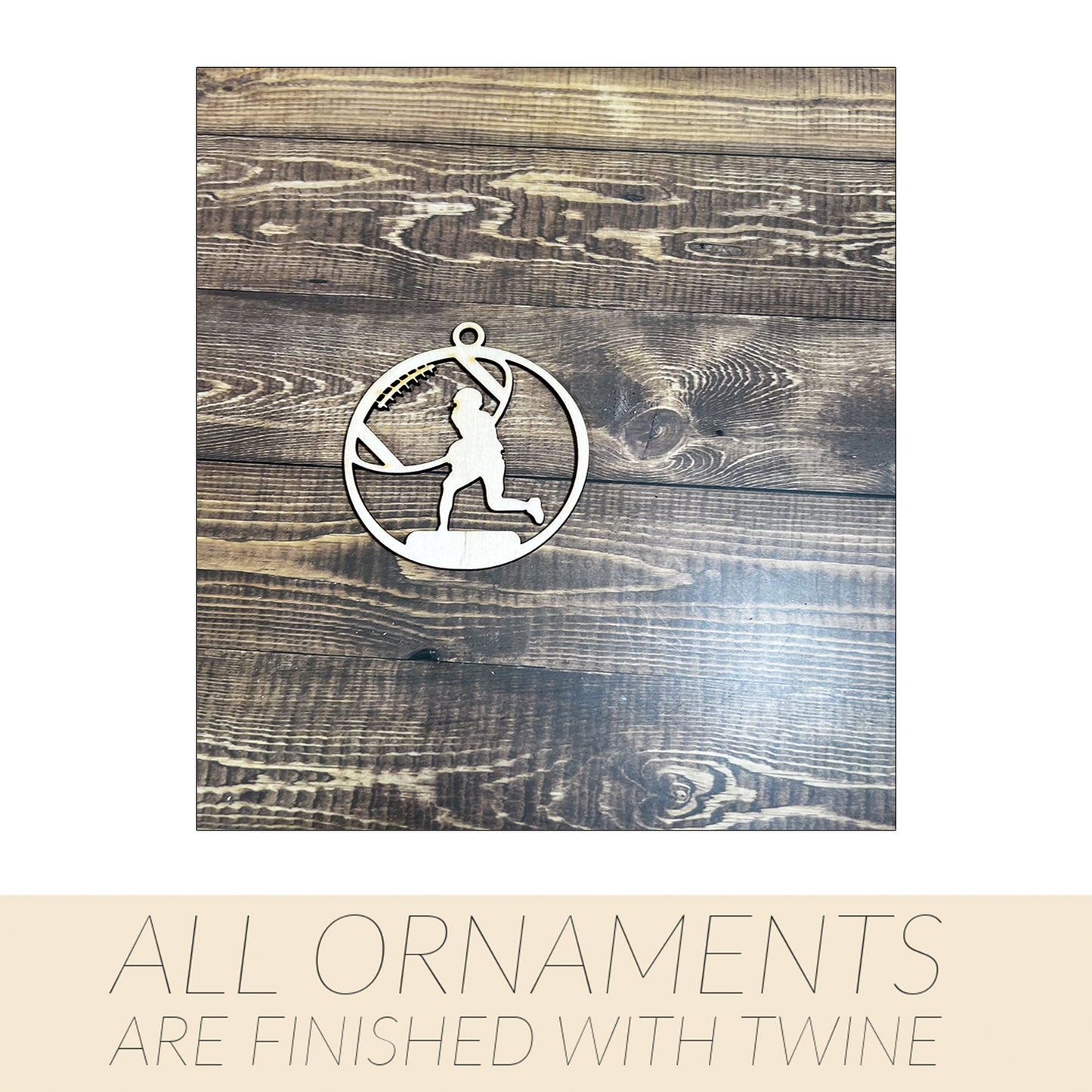 Football Ornament, Wooden Sports Ornament, Sports Ornament, Engraved Ornament, Laser Engraved Wood Ornament