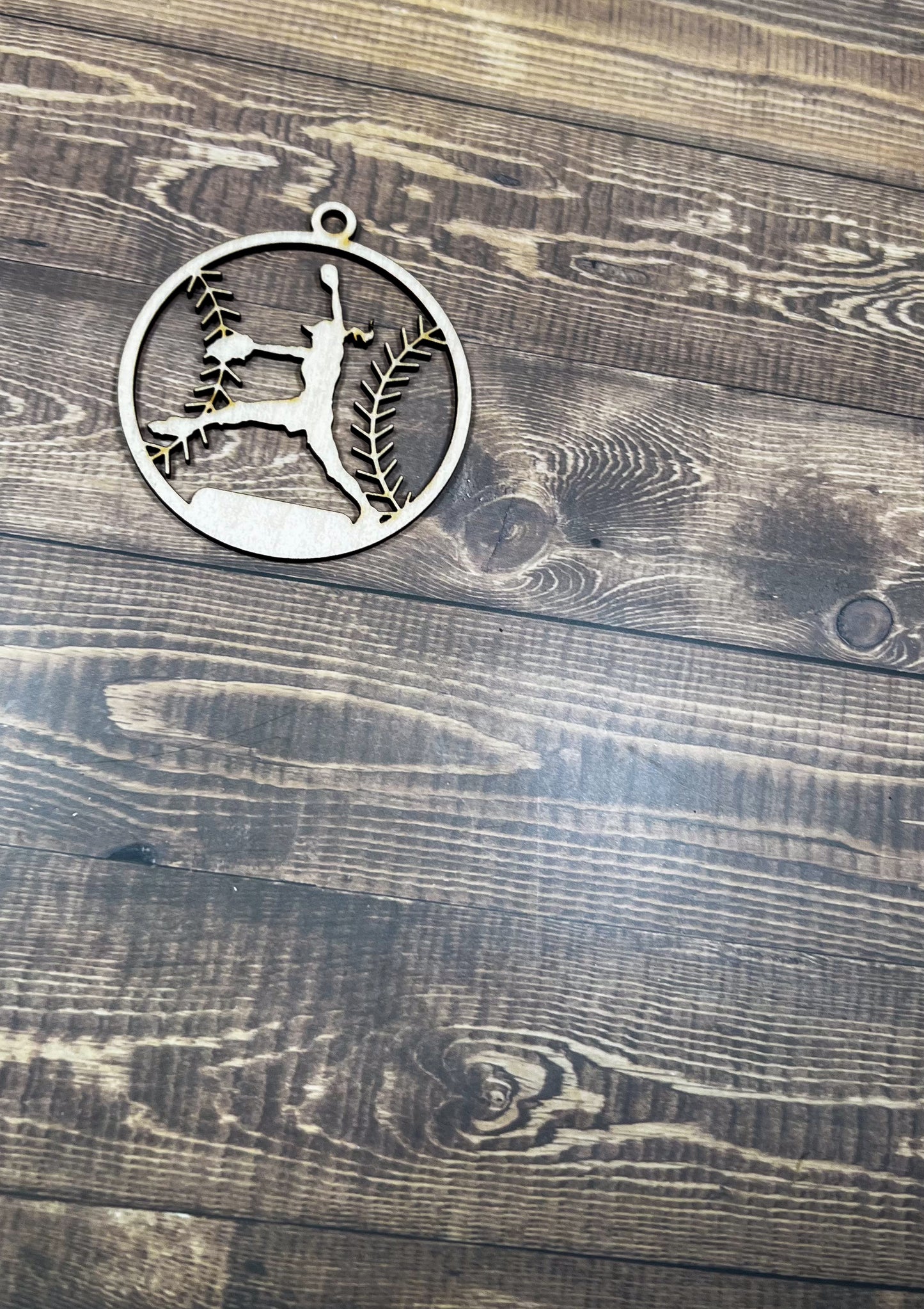 Softball Ornament, Wooden Sports Ornament, Sports Ornament, Engraved Ornament, Laser Engraved Wood Ornament