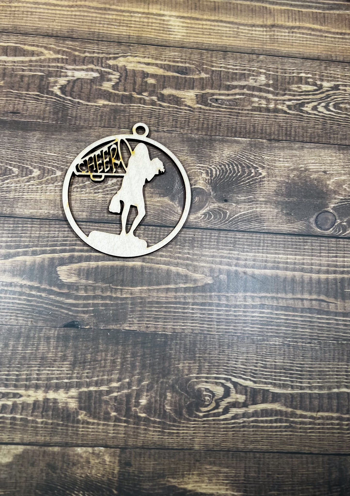 Cheer Ornament, Wooden Sports Ornament, Sports Ornament, Engraved Ornament, Laser Engraved Wood Ornament