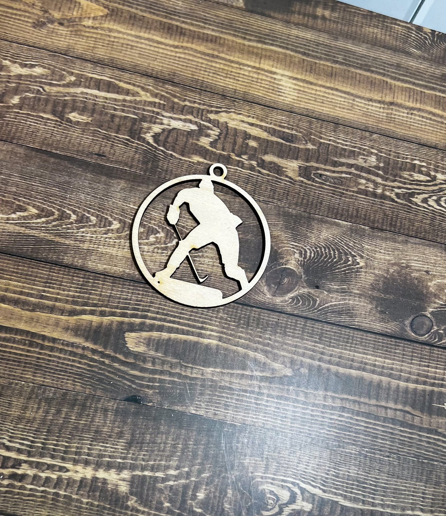 Hockey Ornament, Wooden Sports Ornament, Sports Ornament, Engraved Ornament, Laser Engraved Wood Ornament