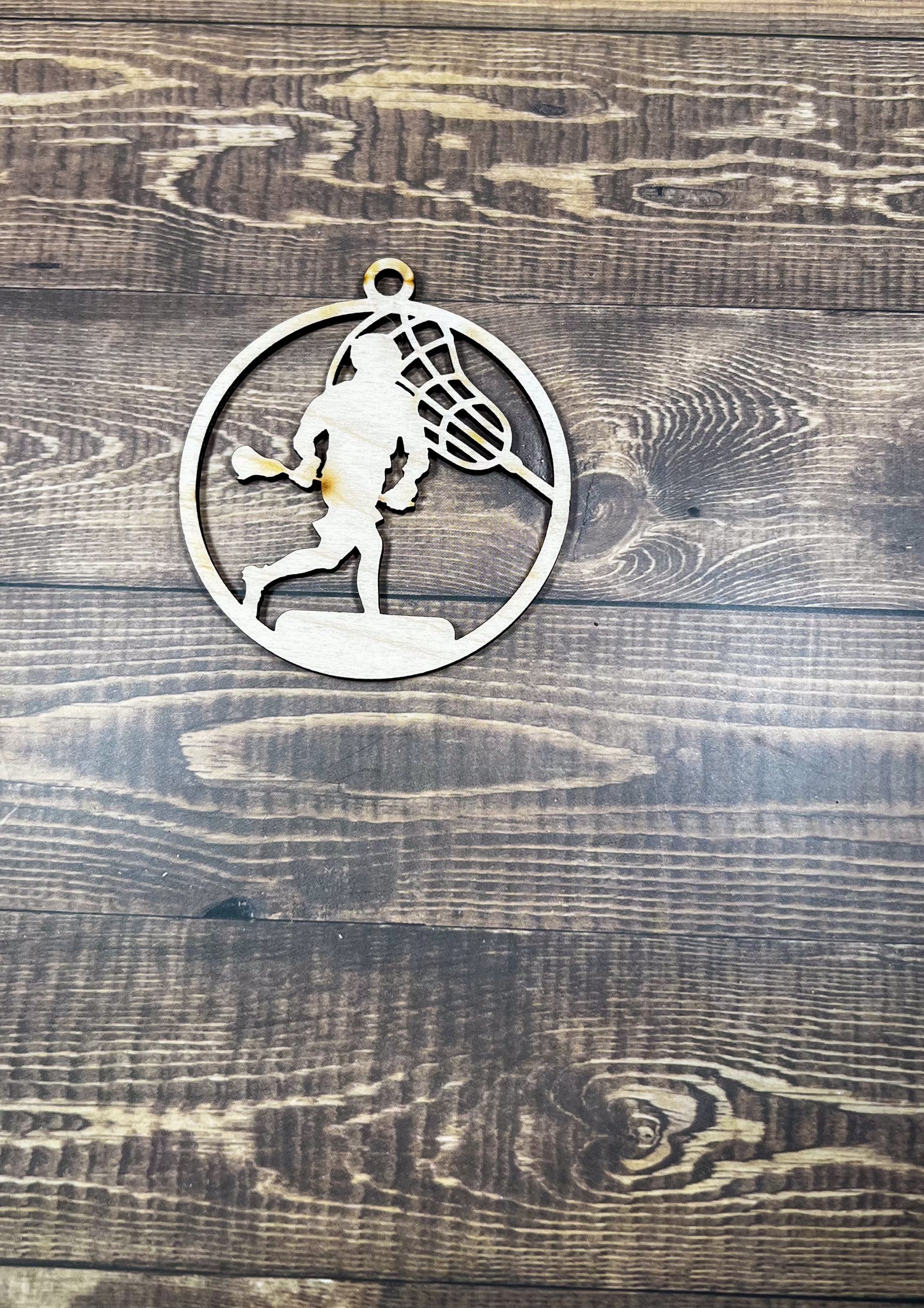 Lacrosse Wooden Sports Ornament, Sports Ornament, Engraved Ornament, Laser Engraved Wood Ornament