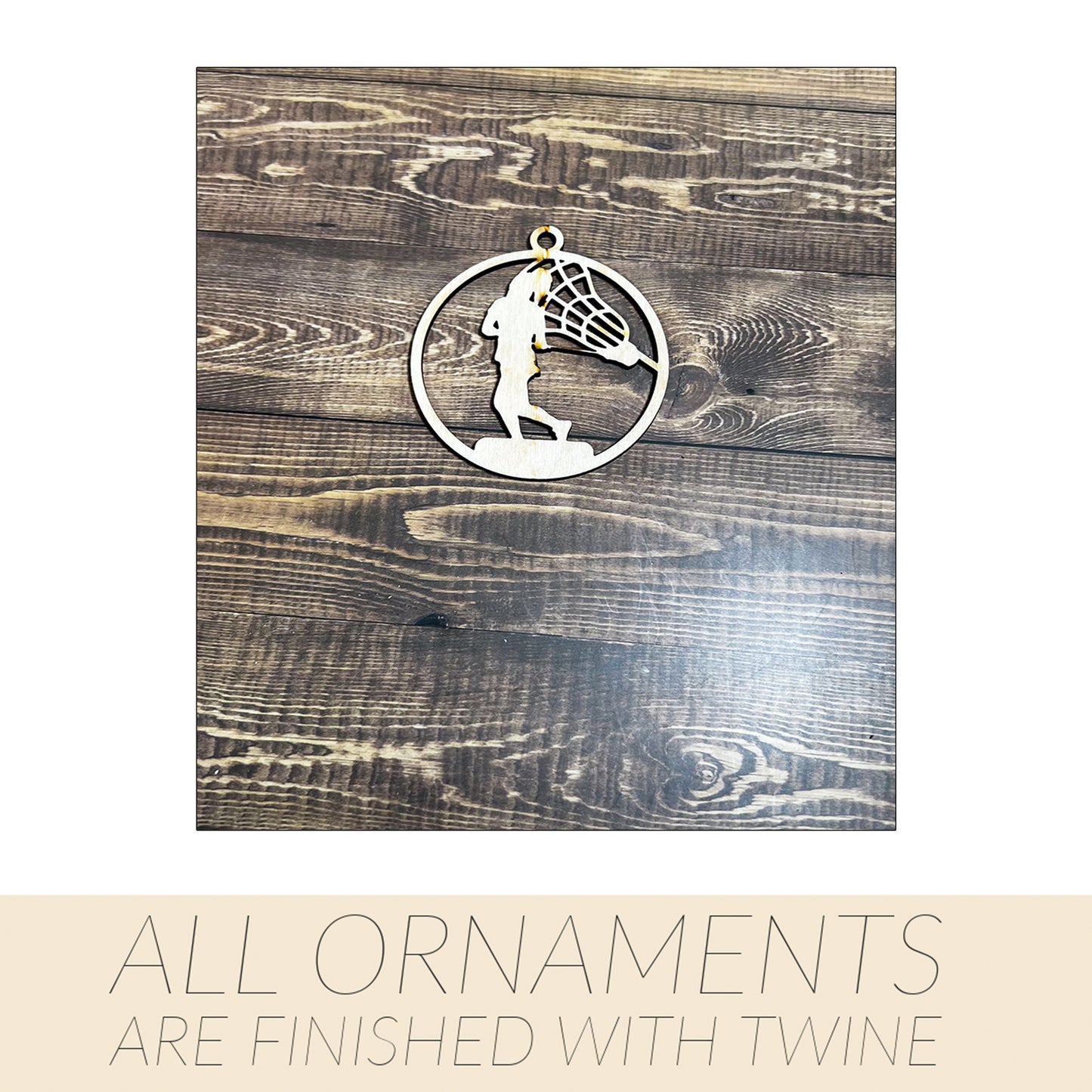 Lacrosse Ornament, Wooden Sports Ornament, Sports Ornament, Engraved Ornament, Laser Engraved Wood Ornament