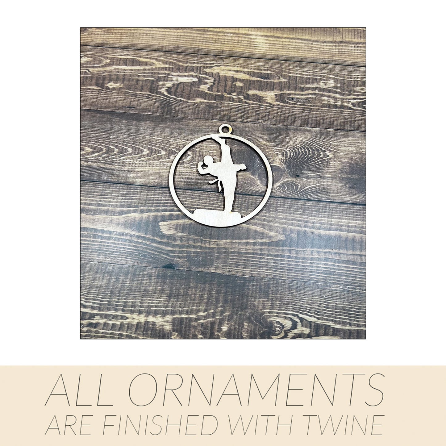 Karate Wooden Sports Ornament, Sports Ornament, Engraved Ornament, Laser Engraved Wood Ornament