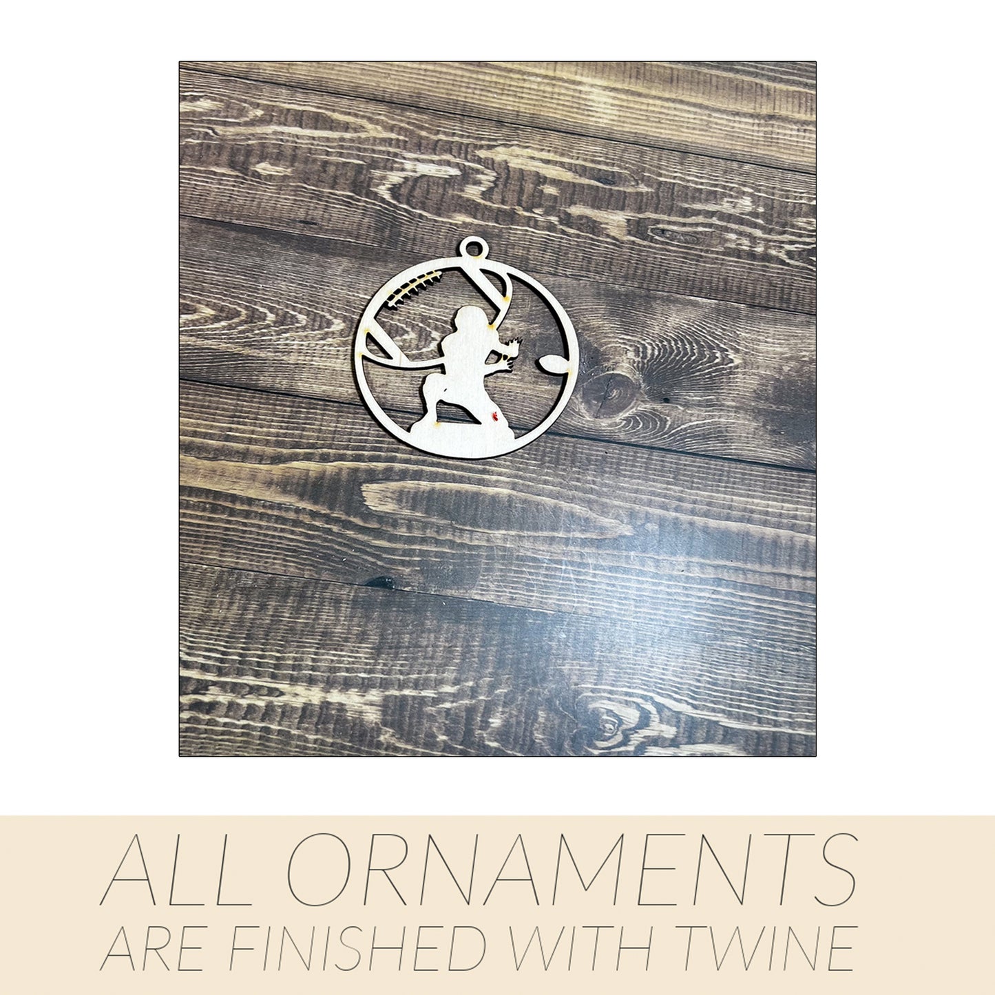 Football Ornament, Wooden Sports Ornament, Sports Ornament, Engraved Ornament, Laser Engraved Wood Ornament