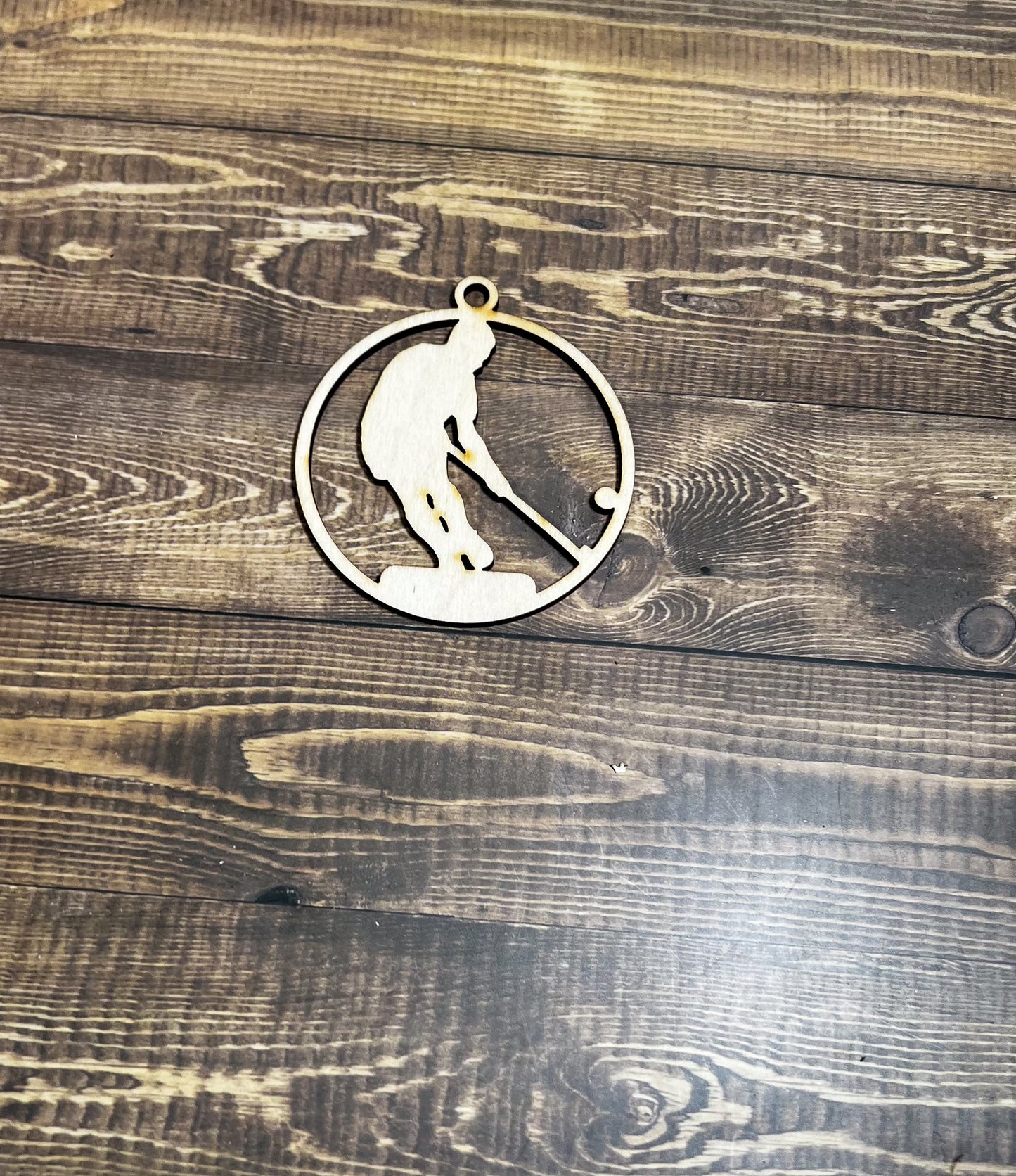 Hockey Ornament, Wooden Sports Ornament, Sports Ornament, Engraved Ornament, Laser Engraved Wood Ornament