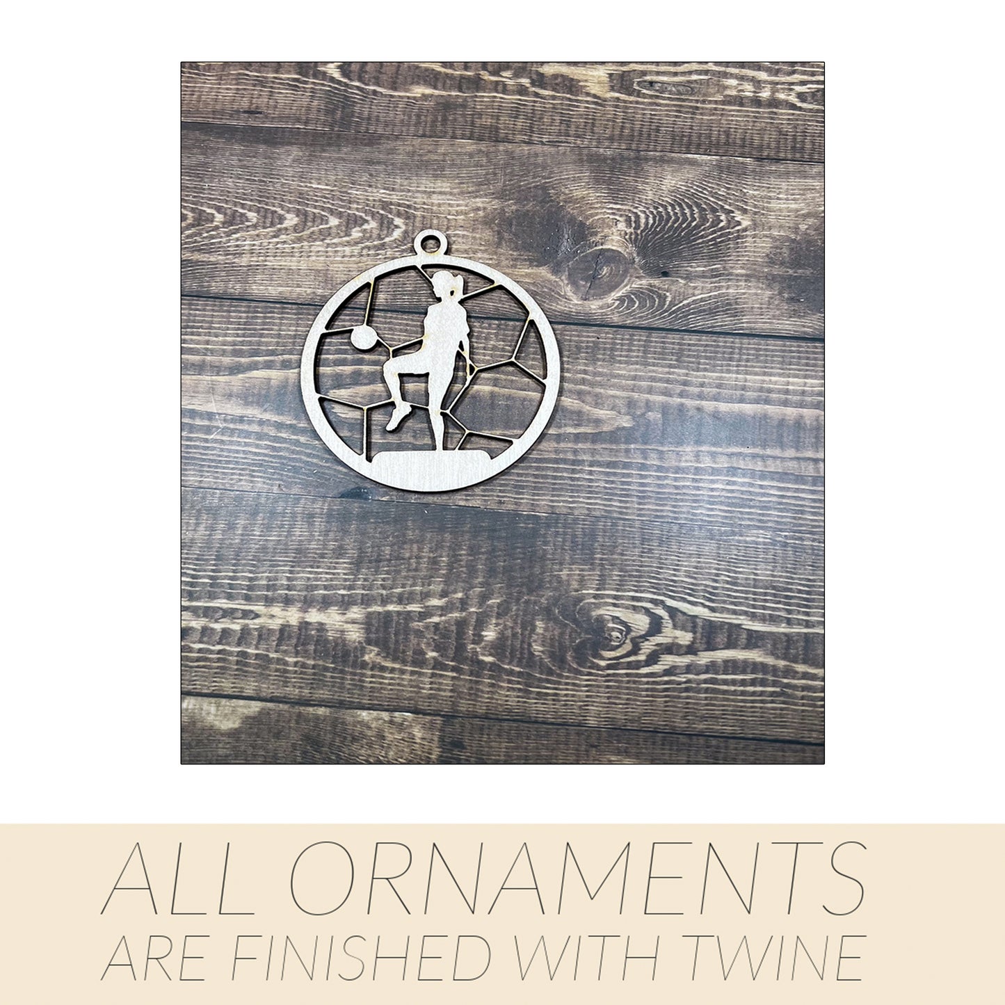 Soccer Ornament, Wooden Sports Ornament, Sports Ornament, Engraved Ornament, Laser Engraved Wood Ornament