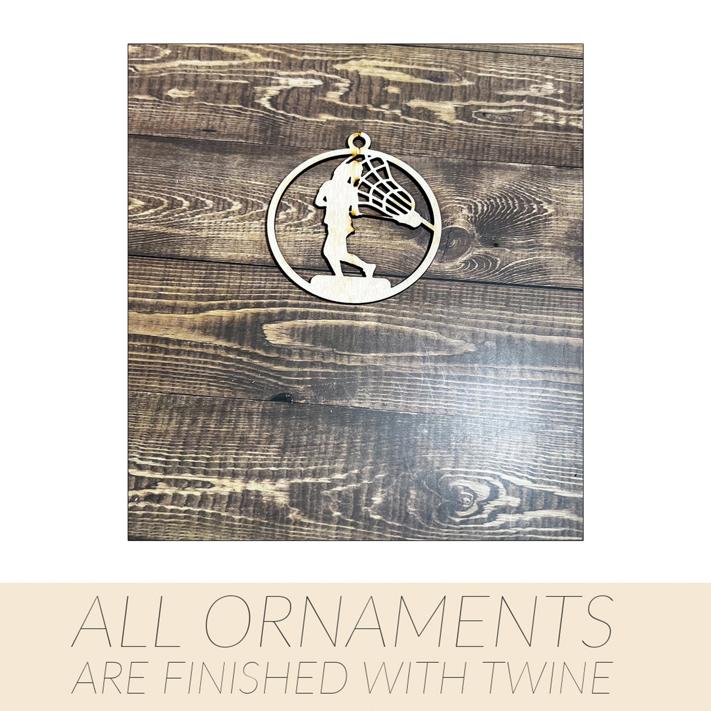 Lacrosse Ornament, Wooden Sports Ornament, Sports Ornament, Engraved Ornament, Laser Engraved Wood Ornament