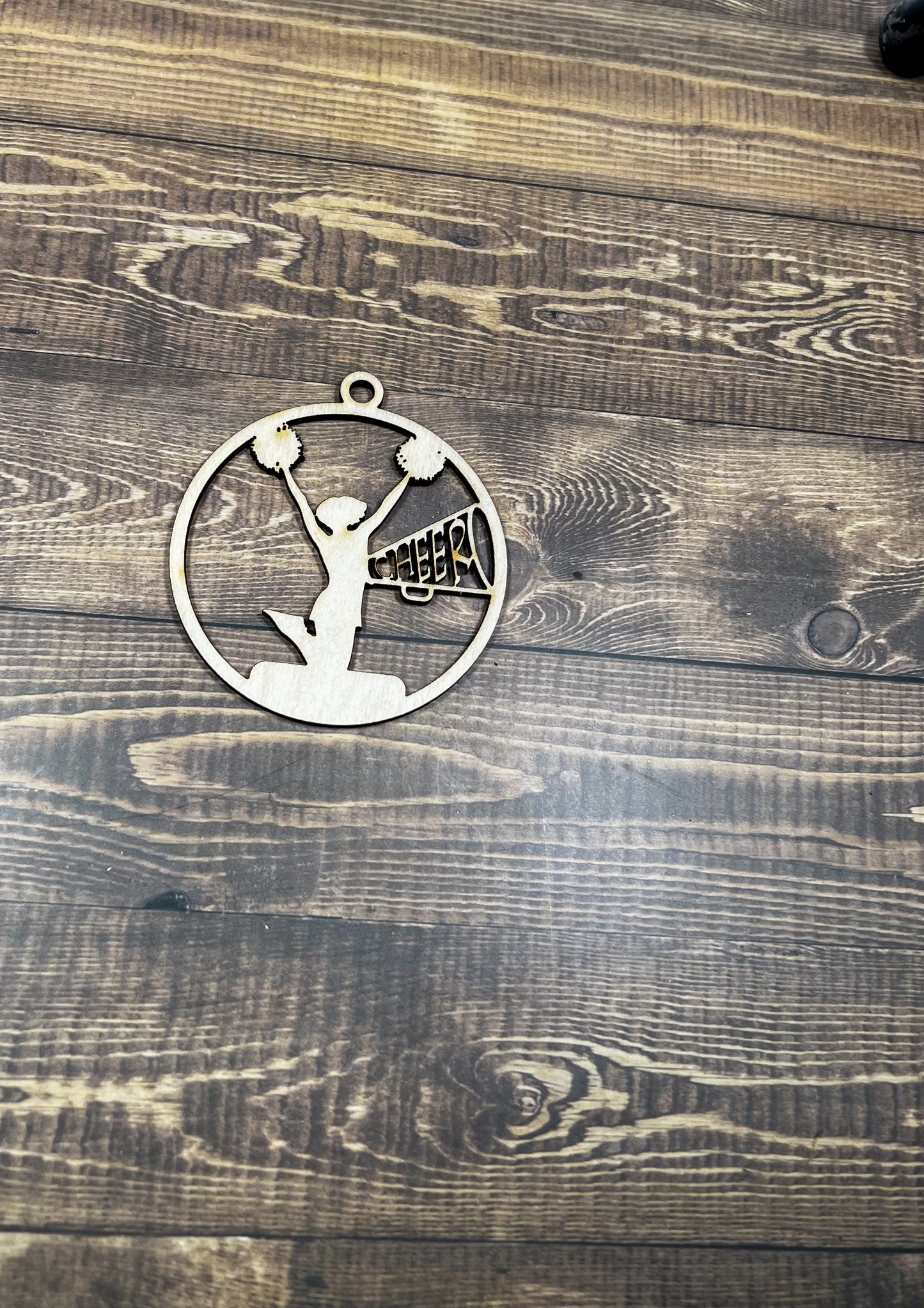Cheerleading Ornament, Wooden Sports Ornament, Sports Ornament, Engraved Ornament, Laser Engraved Wood Ornament
