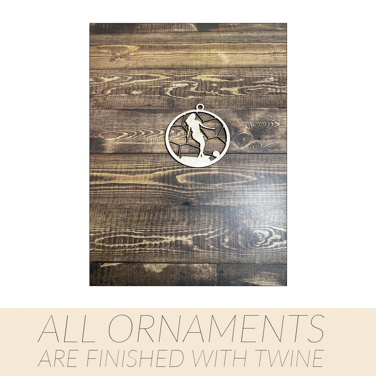 Soccer Ornament, Wooden Sports Ornament, Sports Ornament, Engraved Ornament, Laser Engraved Wood Ornament