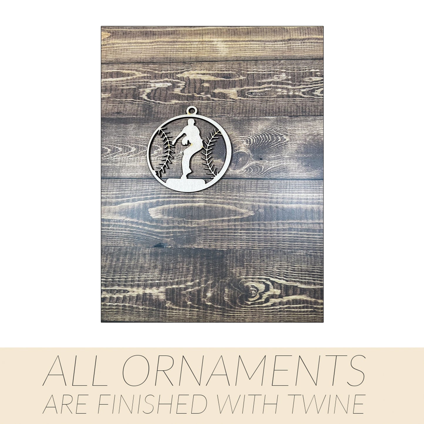 Baseball Ornament, Wooden Sports Ornament, Sports Ornament, Engraved Ornament, Laser Engraved Wood Ornament