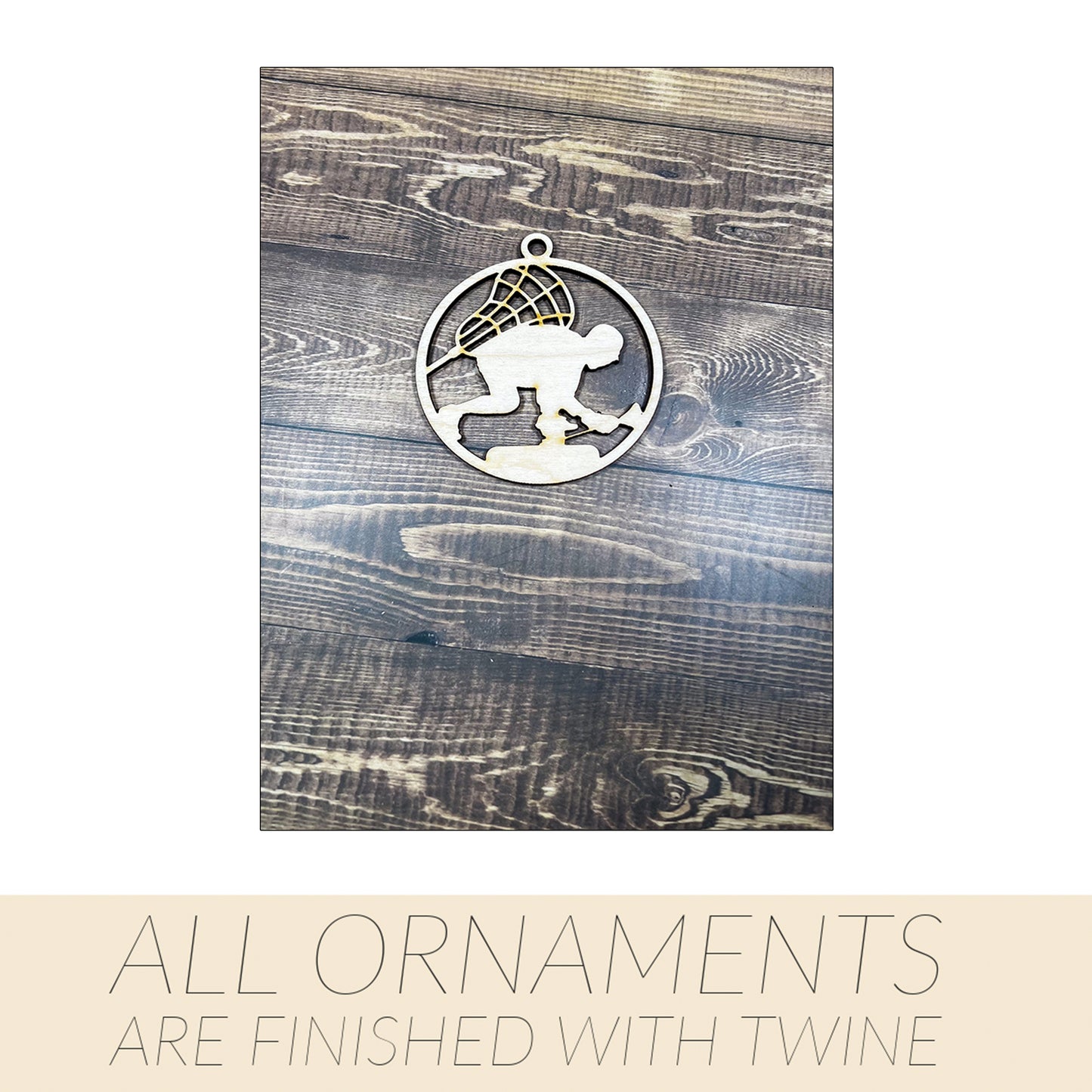 Lacrosse Ornament, Wooden Sports Ornament, Sports Ornament, Engraved Ornament, Laser Engraved Wood Ornament