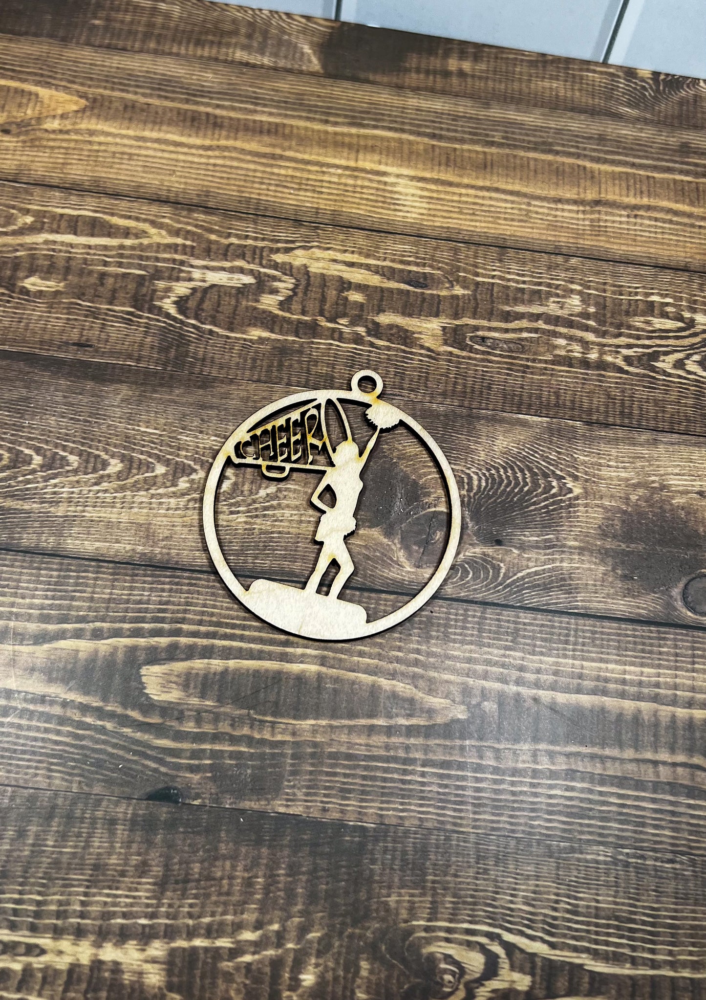 Cheer Wooden Sports Ornament, Sports Ornament, Engraved Ornament, Laser Engraved Wood Ornament