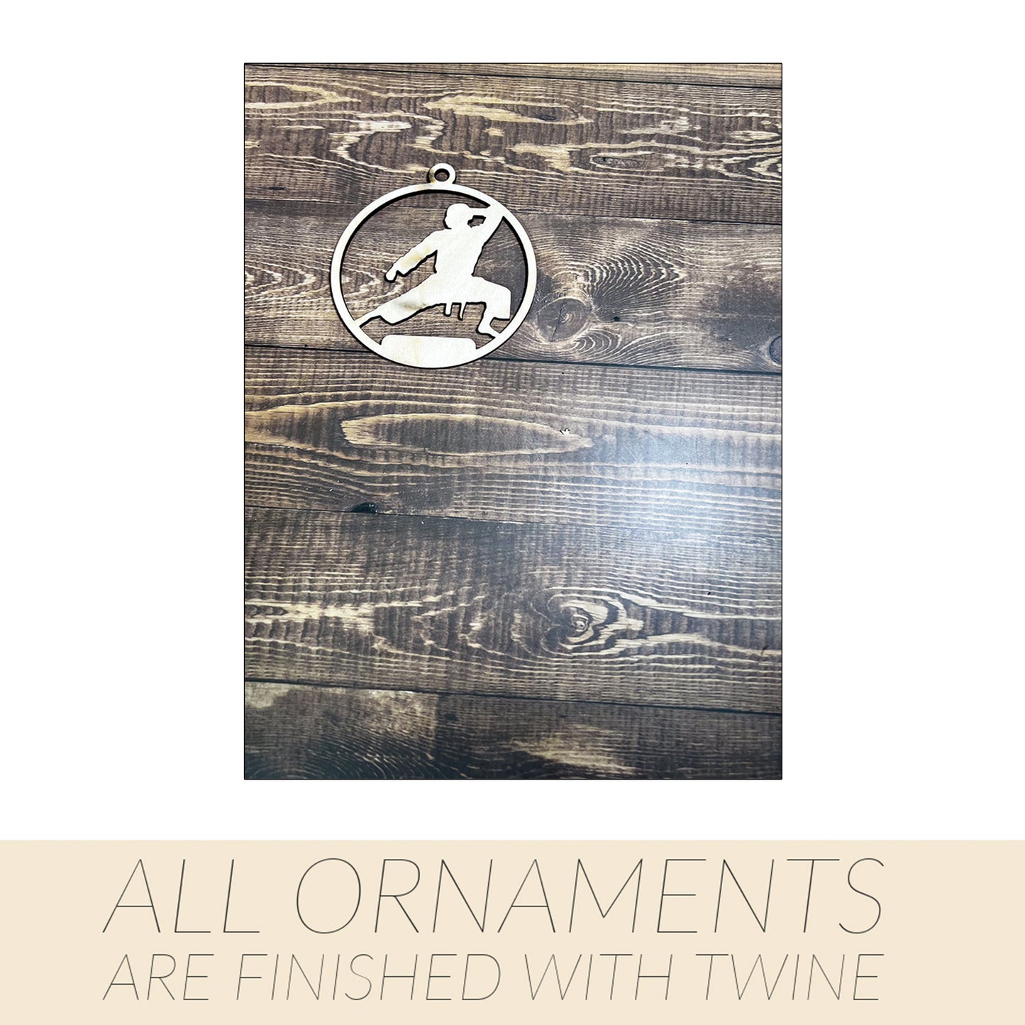 Karate Ornament, Wooden Sports Ornament, Sports Ornament, Engraved Ornament, Laser Engraved Wood Ornament
