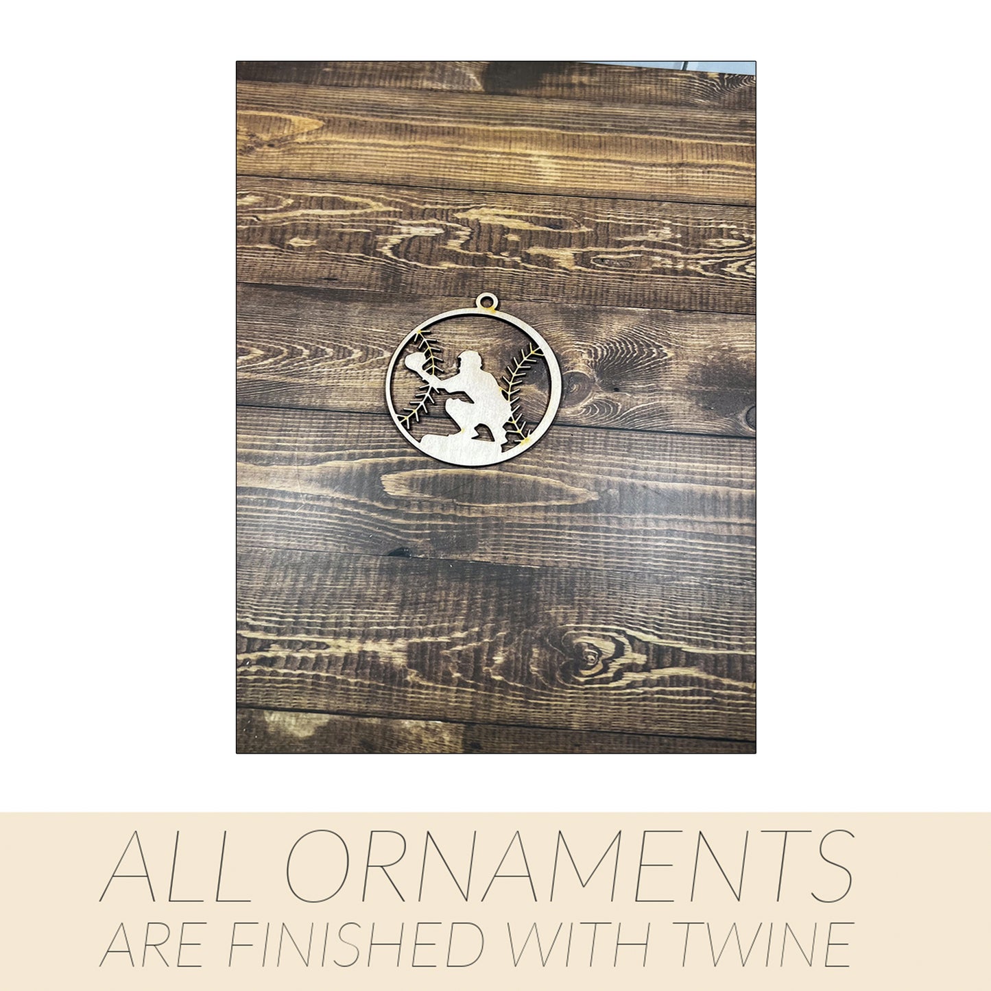 Baseball Ornament, Wooden Sports Ornament, Sports Ornament, Engraved Ornament, Laser Engraved Wood Ornament