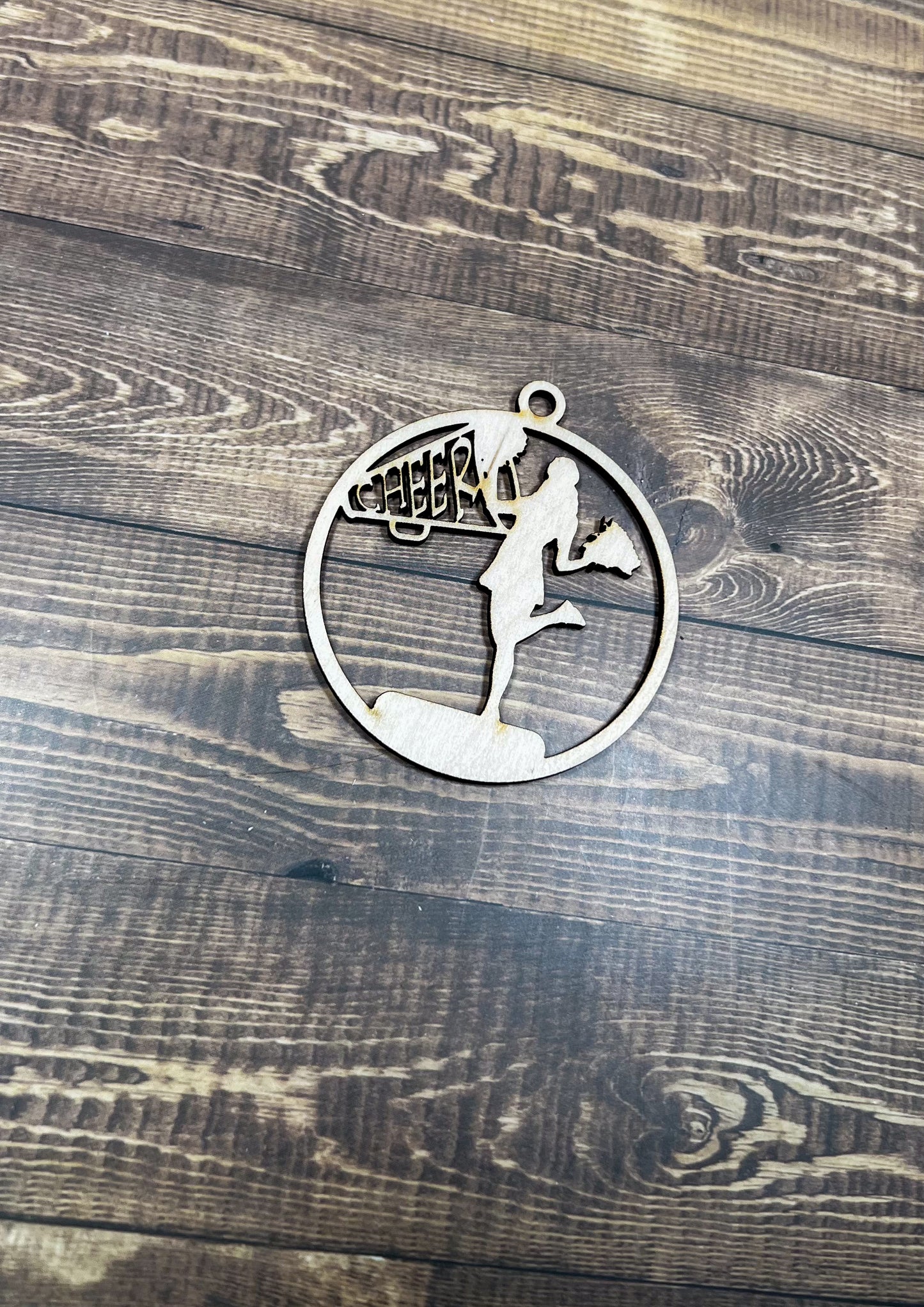 Cheer Ornament, Wooden Sports Ornament, Sports Ornament, Engraved Ornament, Laser Engraved Wood Ornament