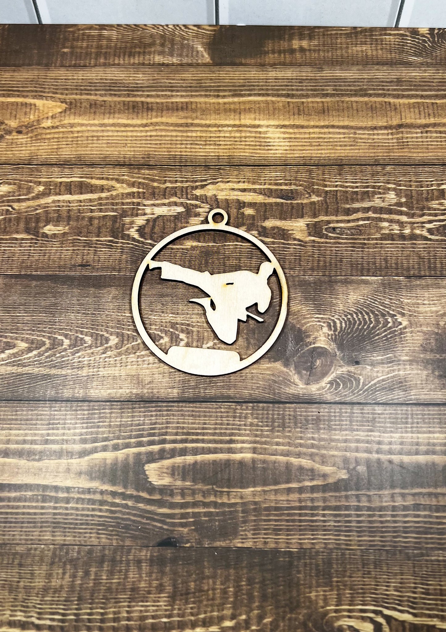 Karate Ornament, Wooden Sports Ornament, Sports Ornament, Engraved Ornament, Laser Engraved Wood Ornament