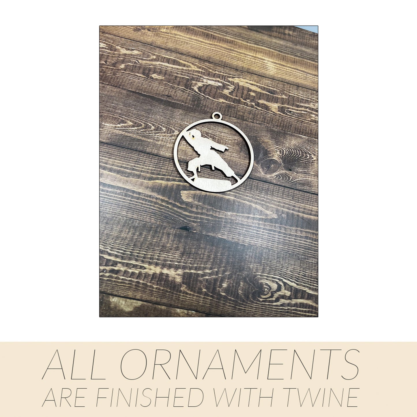 Karate Wooden Sports Ornament, Sports Ornament, Engraved Ornament, Laser Engraved Wood Ornament