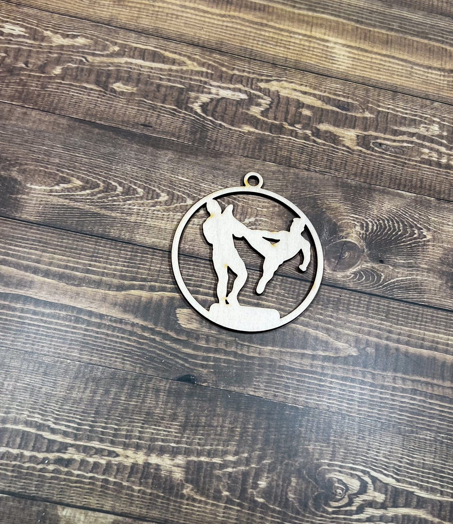 Karate Ornament, Wooden Sports Ornament, Sports Ornament, Engraved Ornament, Laser Engraved Wood Ornament