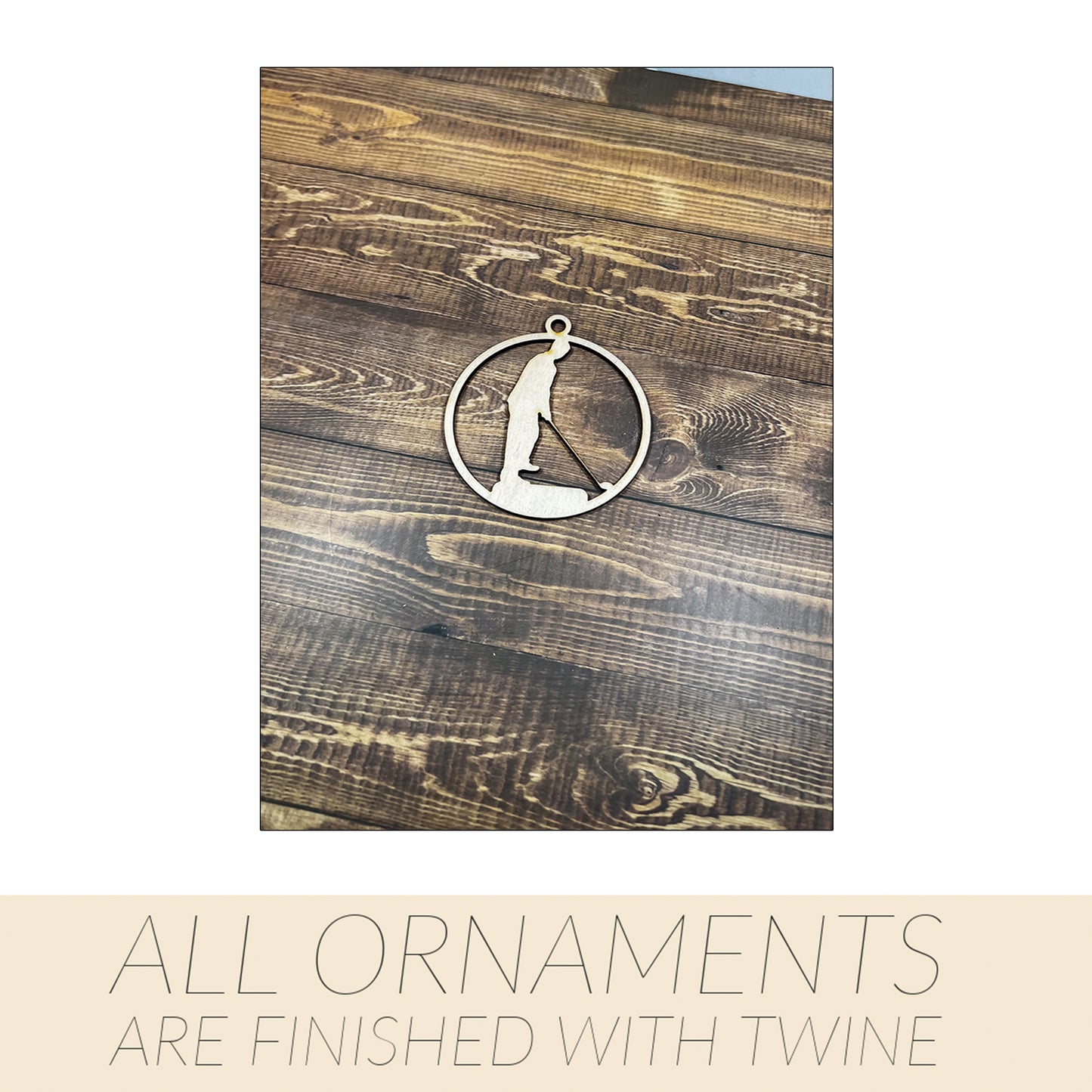 Golf Ornament, Wooden Sports Ornament, Sports Ornament, Engraved Ornament, Laser Engraved Wood Ornament