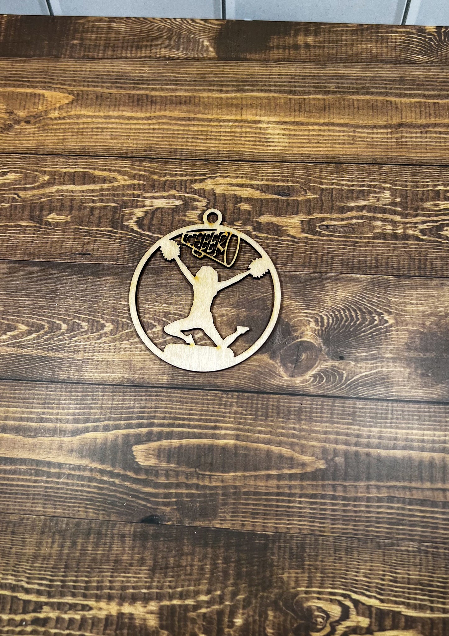 Cheer Wooden Sports Ornament, Sports Ornament, Engraved Ornament, Laser Engraved Wood Ornament