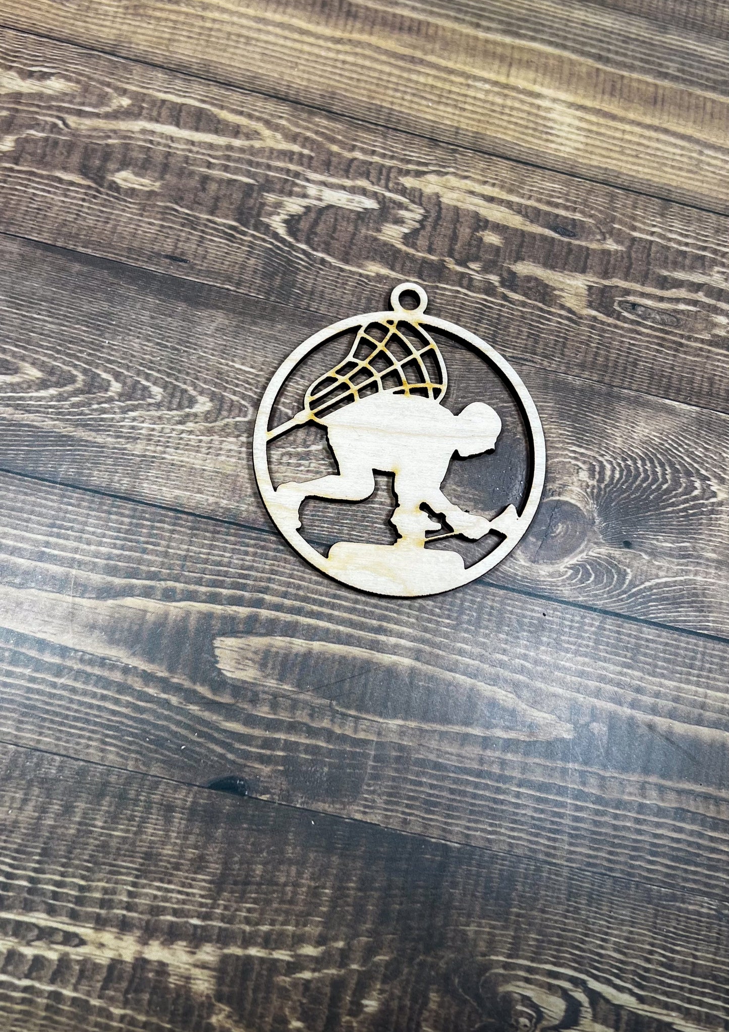 Lacrosse Ornament, Wooden Sports Ornament, Sports Ornament, Engraved Ornament, Laser Engraved Wood Ornament
