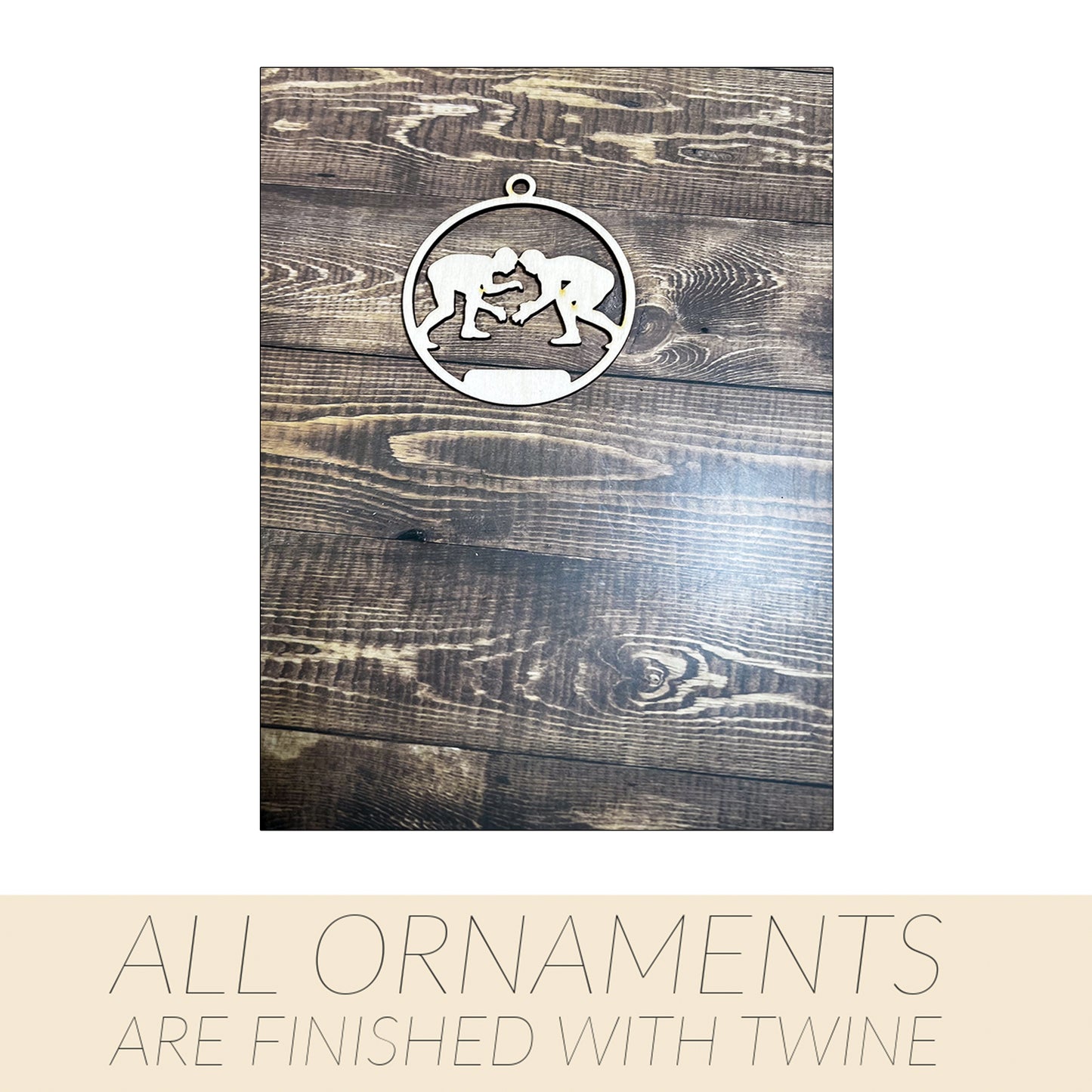 Wrestling Ornament, Wooden Sports Ornament, Sports Ornament, Engraved Ornament, Laser Engraved Wood Ornament