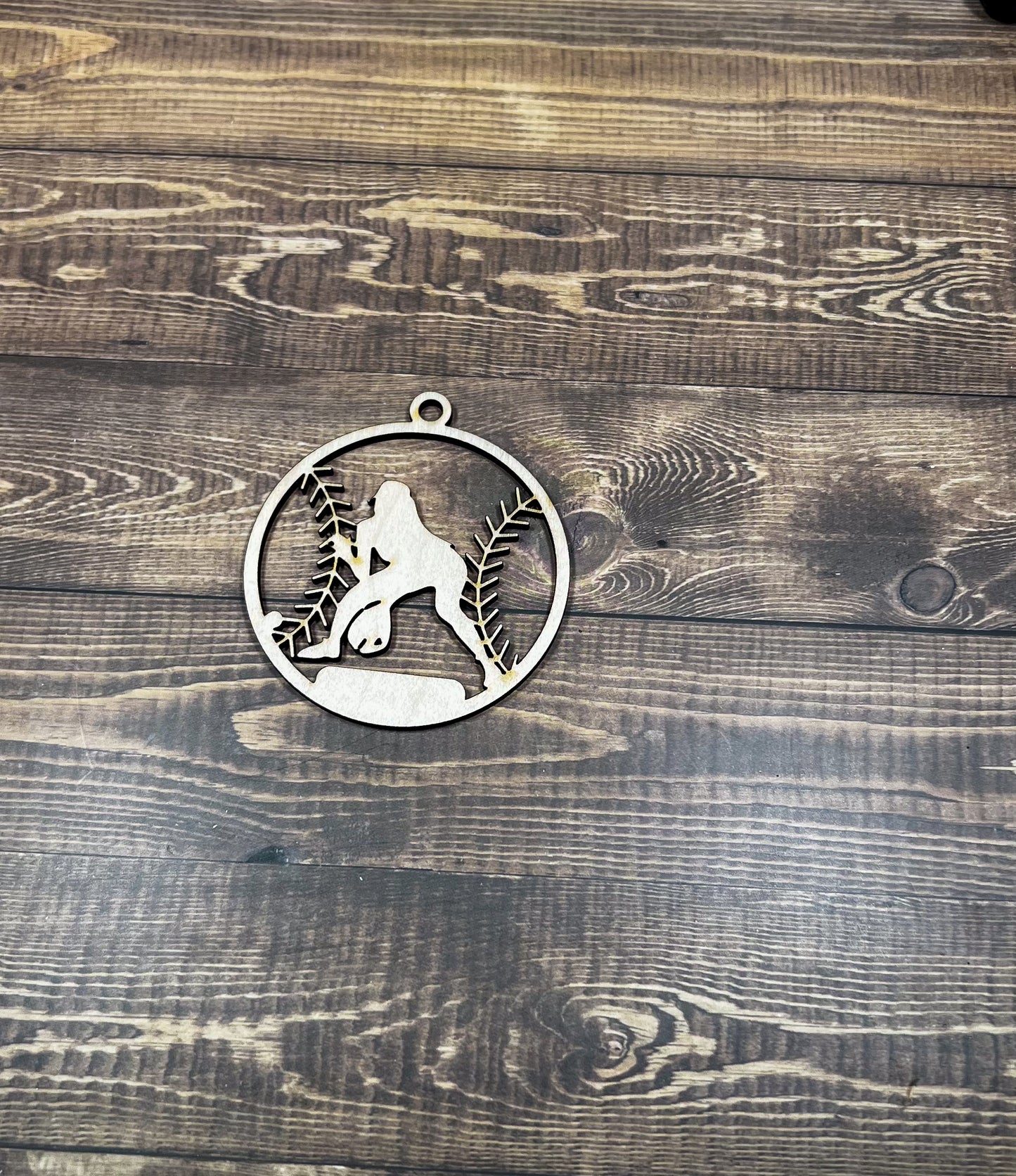 Softball Ornament, Wooden Sports Ornament, Sports Ornament, Engraved Ornament, Laser Engraved Wood Ornament