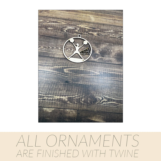 Cheer Wooden Sports Ornament, Sports Ornament, Engraved Ornament, Laser Engraved Wood Ornament