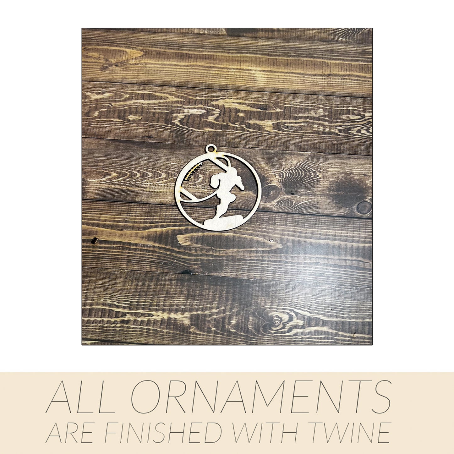 Football Ornament, Wooden Sports Ornament, Sports Ornament, Engraved Ornament, Laser Engraved Wood Ornament