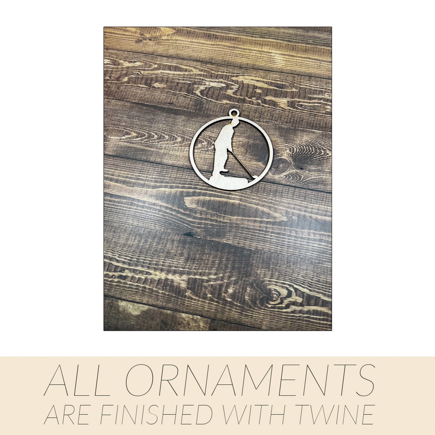 Golf Ornament, Wooden Sports Ornament, Sports Ornament, Engraved Ornament, Laser Engraved Wood Ornament
