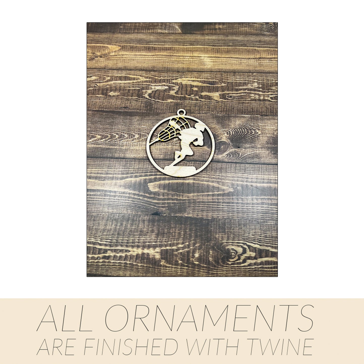 Lacrosse Ornament, Wooden Sports Ornament, Sports Ornament, Engraved Ornament, Laser Engraved Wood Ornament