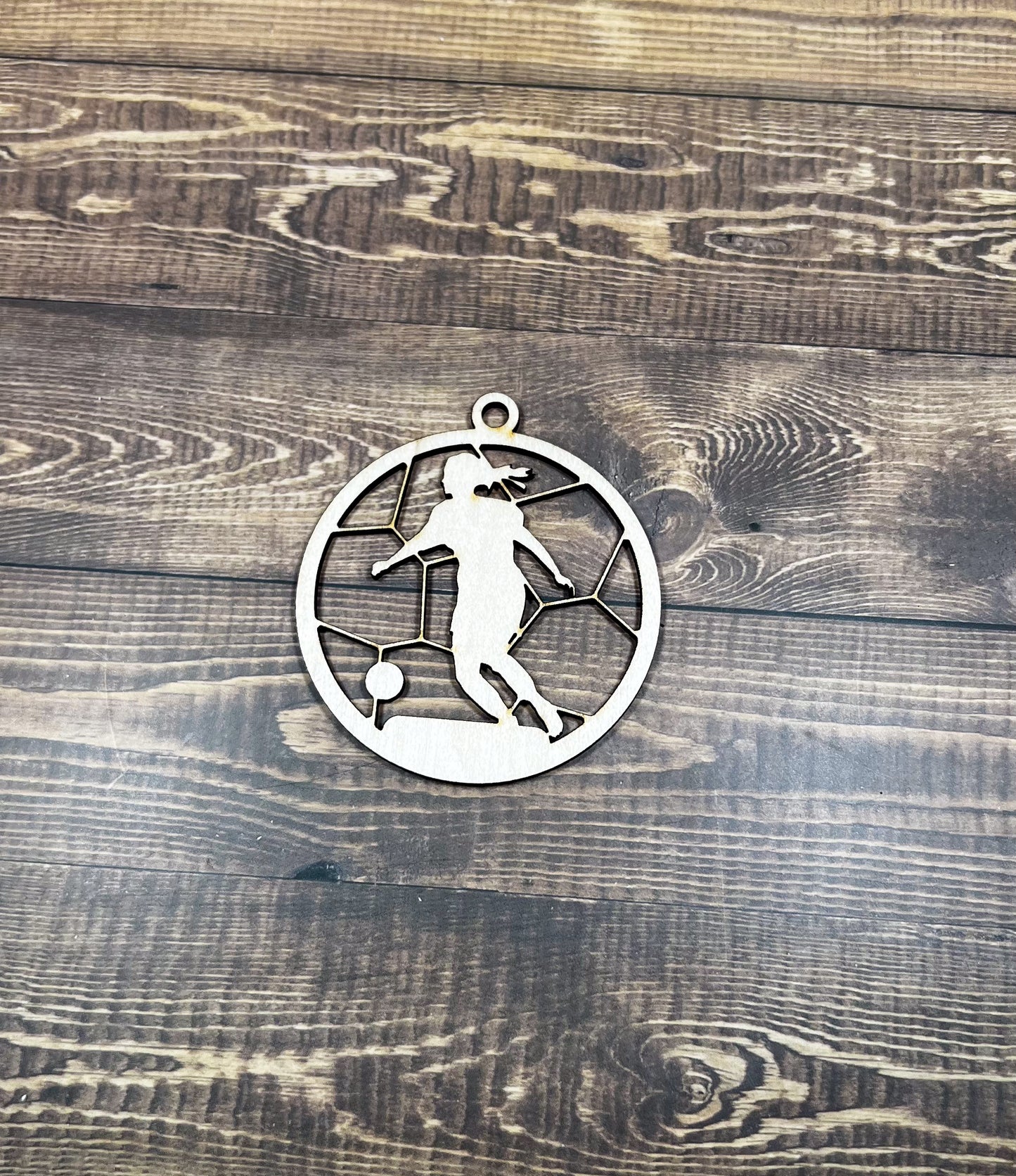 Soccer Wooden Sports Ornament, Sports Ornament, Engraved Ornament, Laser Engraved Wood Ornament