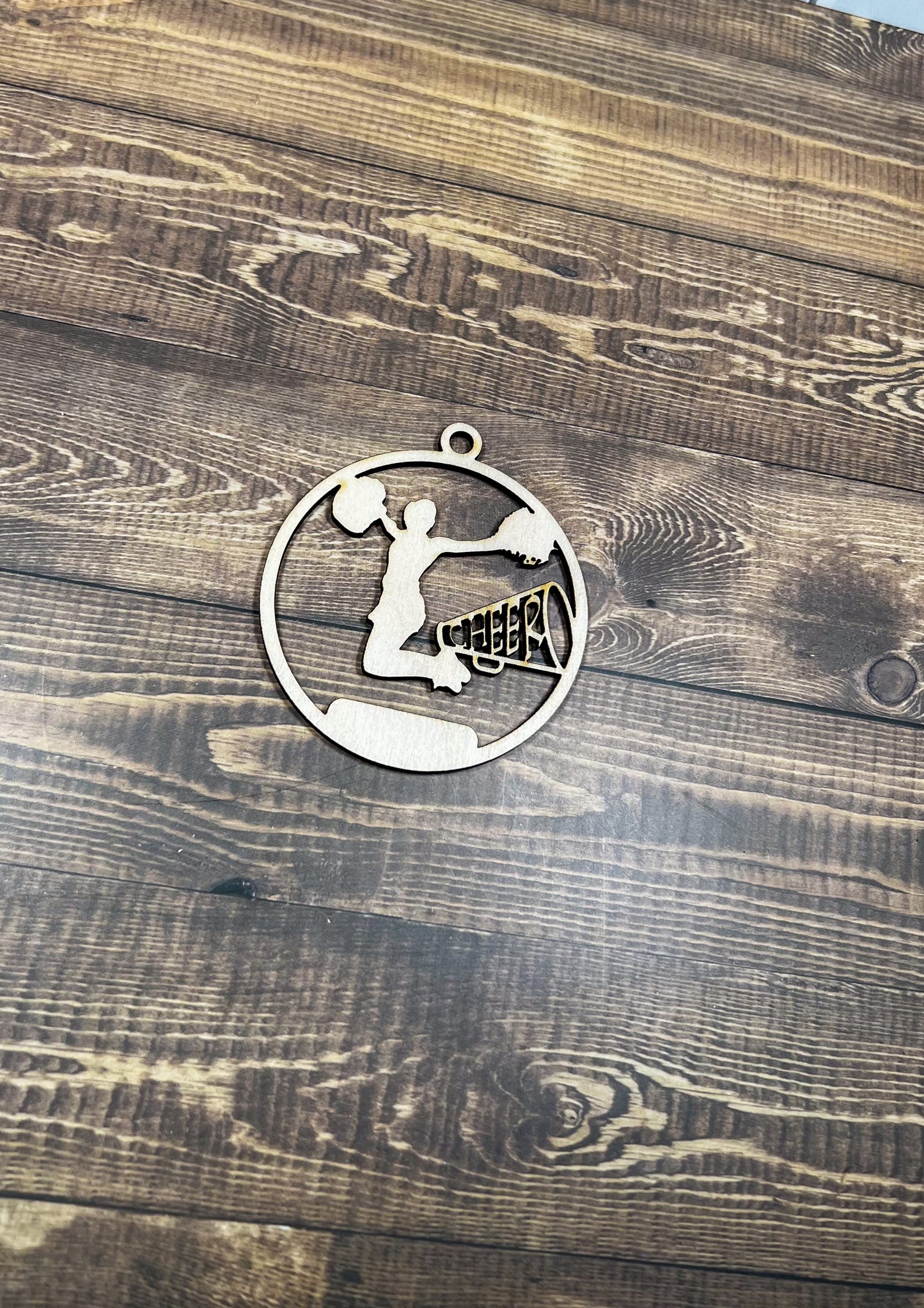 Cheer Ornament, Wooden Sports Ornament, Sports Ornament, Engraved Ornament, Laser Engraved Wood Ornament