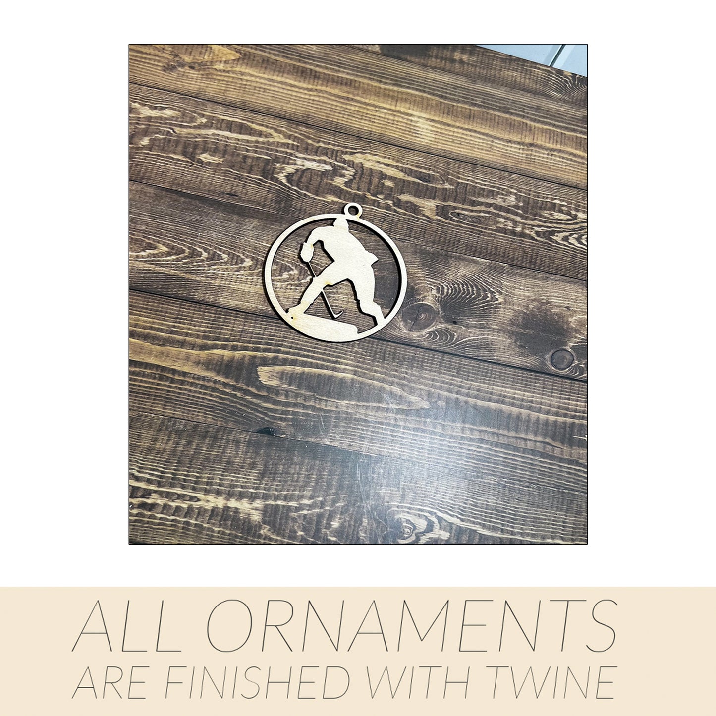 Hockey Ornament, Wooden Sports Ornament, Sports Ornament, Engraved Ornament, Laser Engraved Wood Ornament
