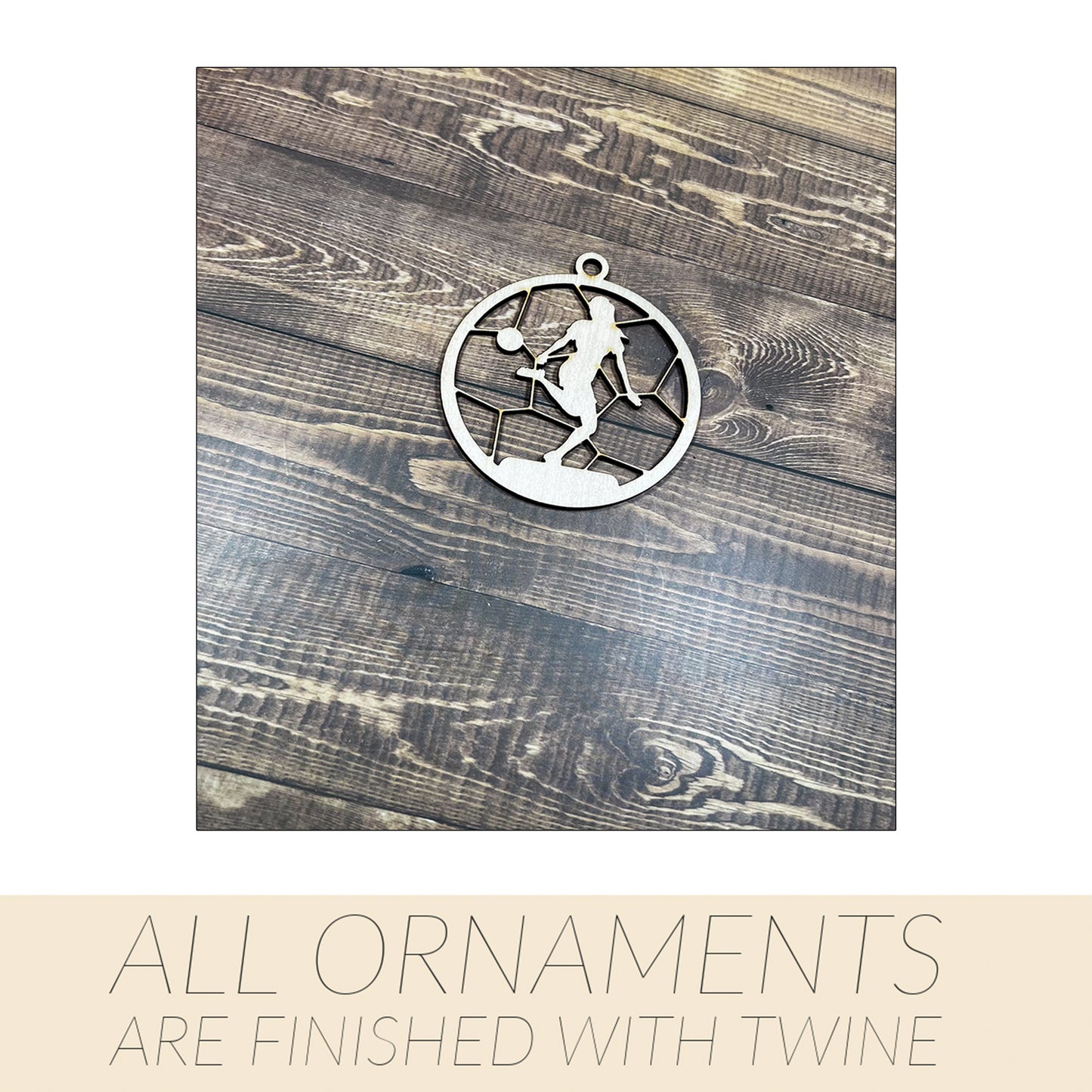 Soccer Ornament, Wooden Sports Ornament, Sports Ornament, Engraved Ornament, Laser Engraved Wood Ornament