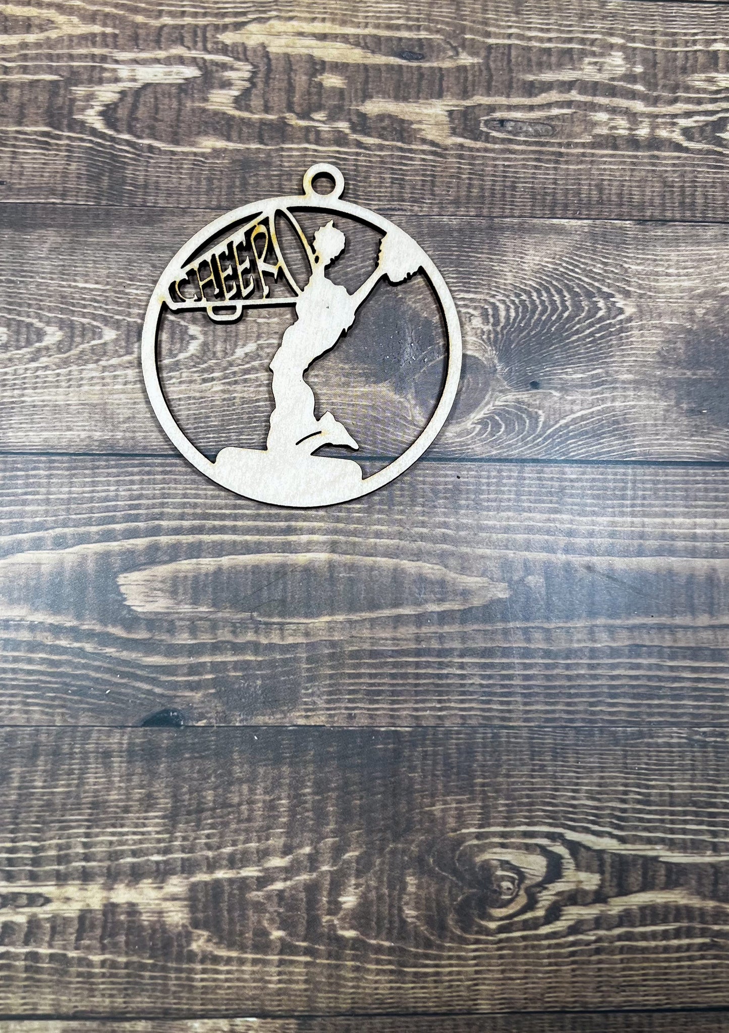 Cheer Ornament, Wooden Sports Ornament, Sports Ornament, Engraved Ornament, Laser Engraved Wood Ornament