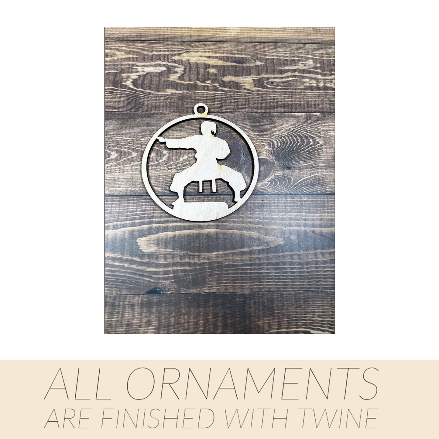 Karate Wooden Sports Ornament, Sports Ornament, Engraved Ornament, Laser Engraved Wood Ornament