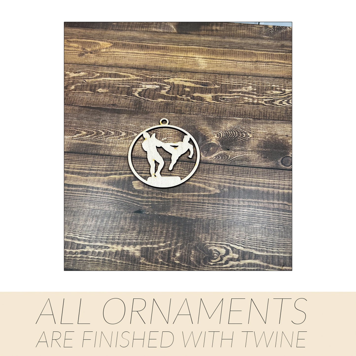 Karate Ornament, Wooden Sports Ornament, Sports Ornament, Engraved Ornament, Laser Engraved Wood Ornament