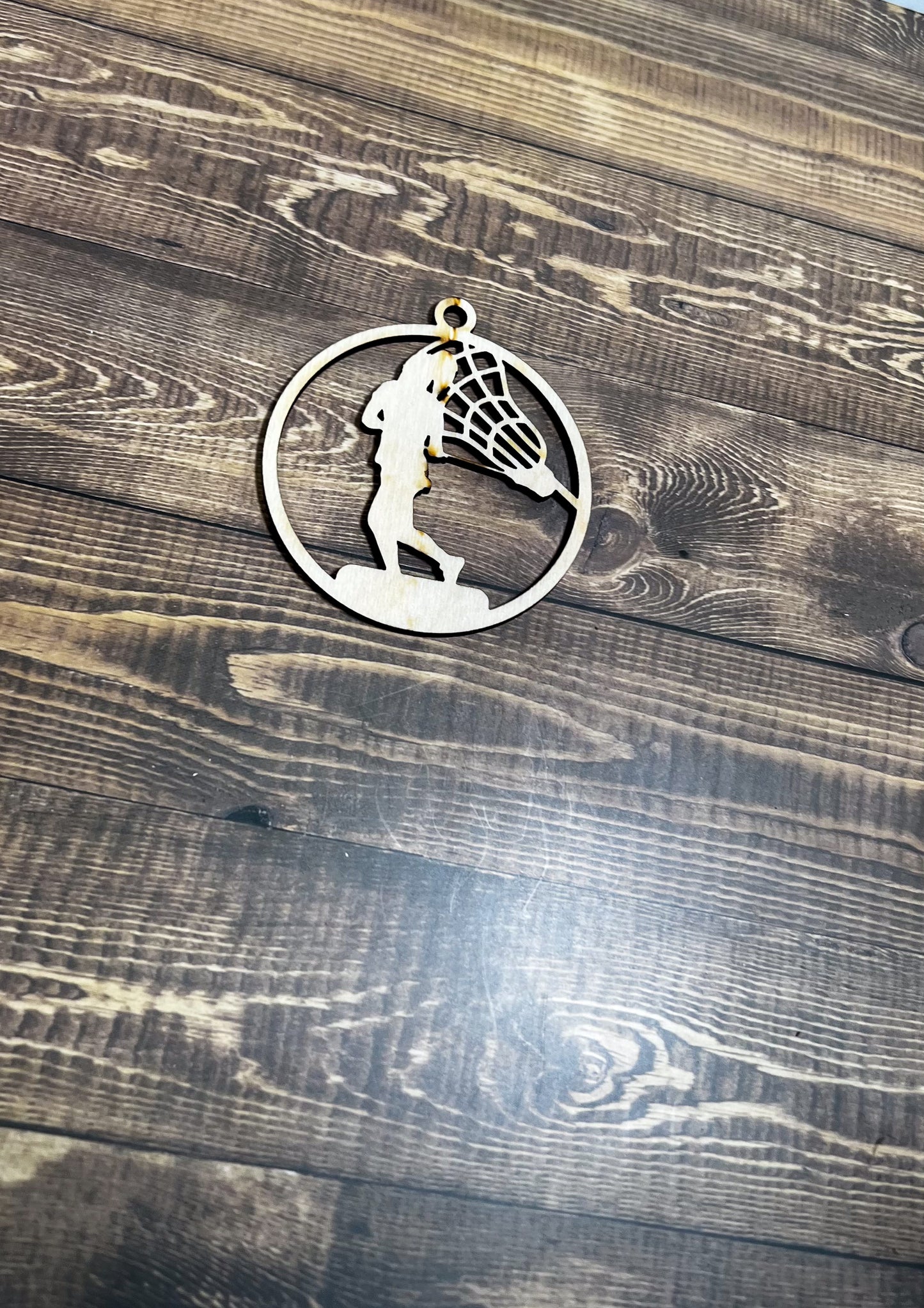 Lacrosse Ornament, Wooden Sports Ornament, Sports Ornament, Engraved Ornament, Laser Engraved Wood Ornament